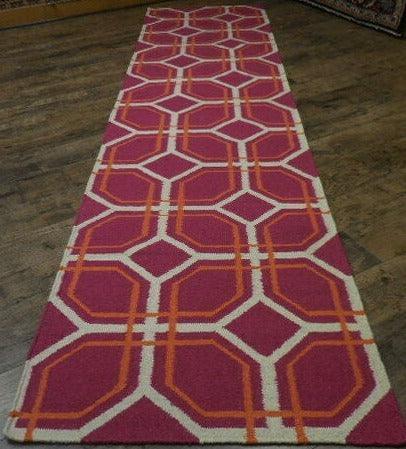 Beautifull Modern Tribal Geometric Kilim Runner Rug 2'7''x10'