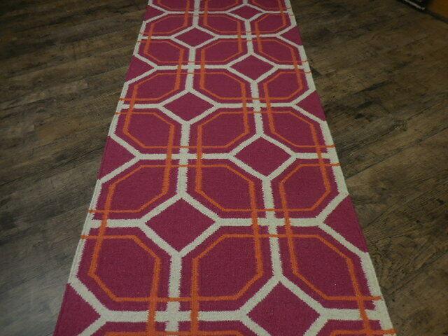 Beautifull Modern Tribal Geometric Kilim Runner Rug 2'7''x10'