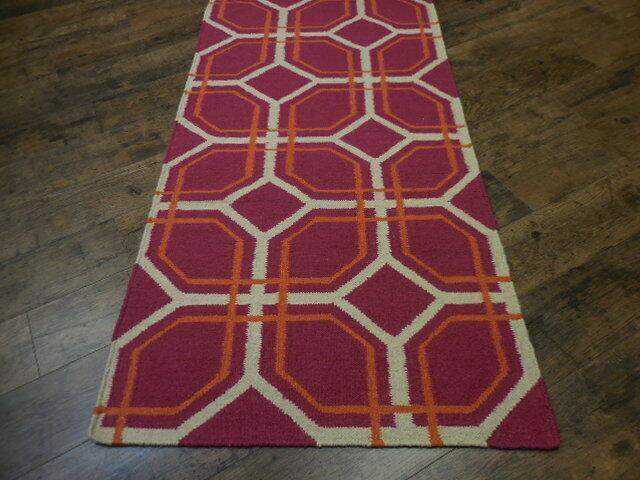 Beautifull Modern Tribal Geometric Kilim Runner Rug 2'7''x10'