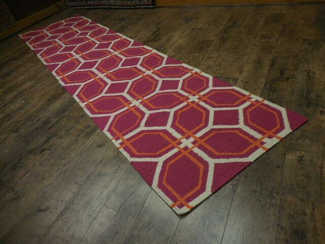 Beautifull Modern Tribal Geometric Kilim Runner Rug 2'7''x10'