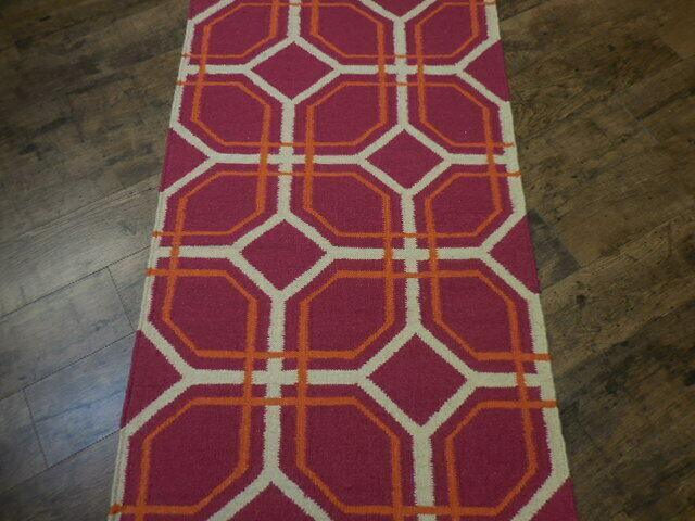 Beautifull Modern Tribal Geometric Kilim Runner Rug 2'7''x10'