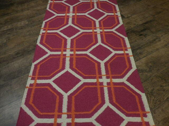 Beautifull Modern Tribal Geometric Kilim Runner Rug 2'7''x10'