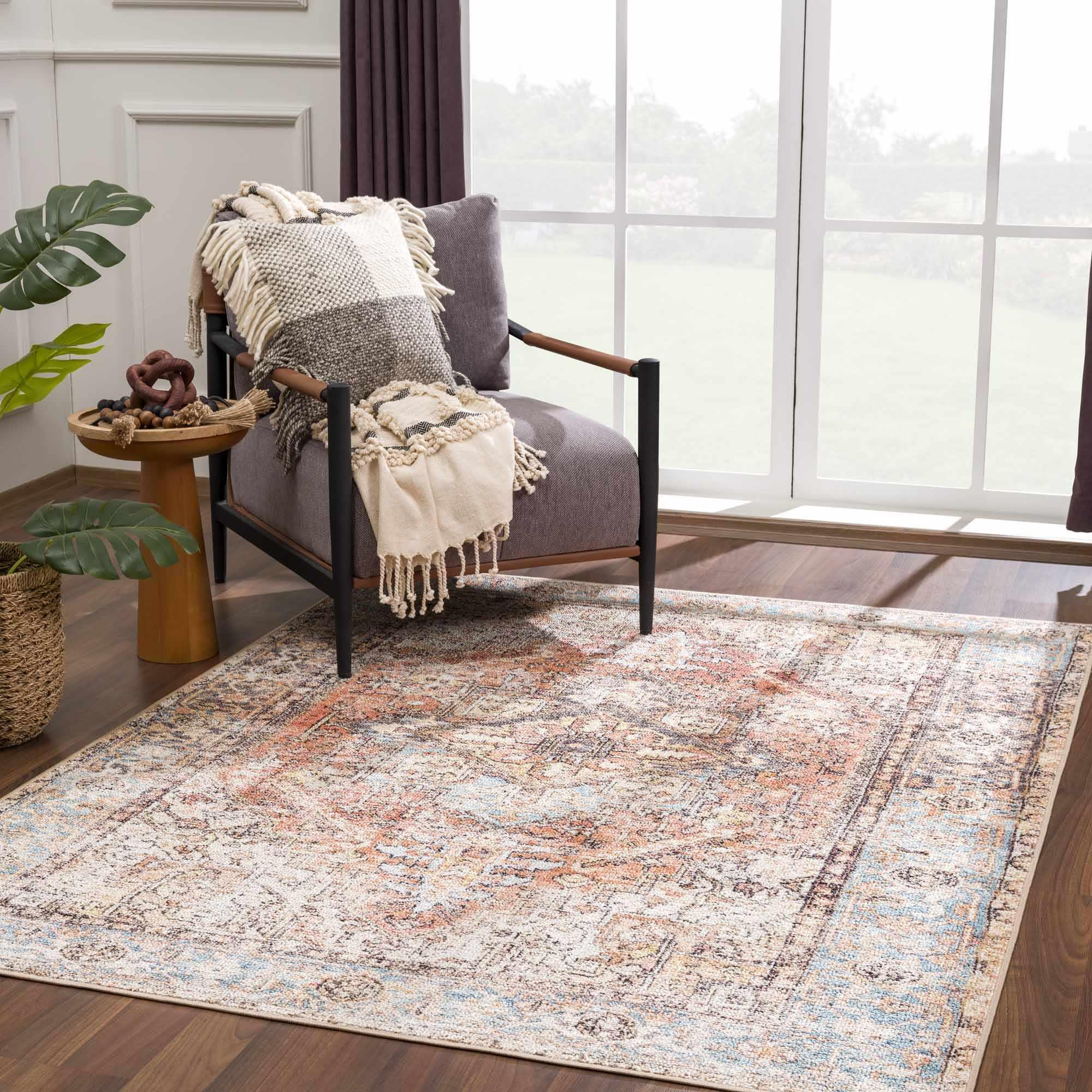 Beck Peach Washable Area Rug