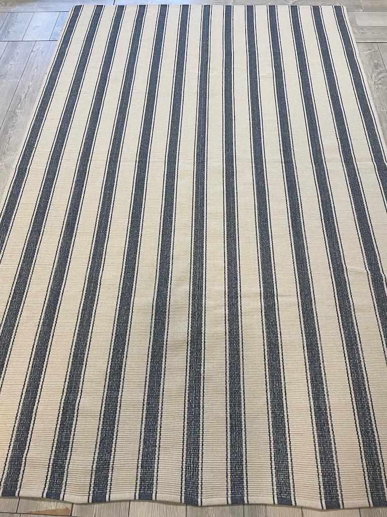 Blue Awning Stripe Woven Cotton Rug 6x9 Ft