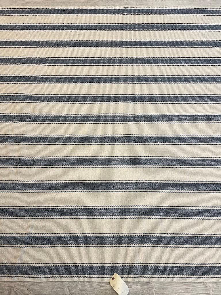 Blue Awning Stripe Woven Cotton Rug 6x9 Ft