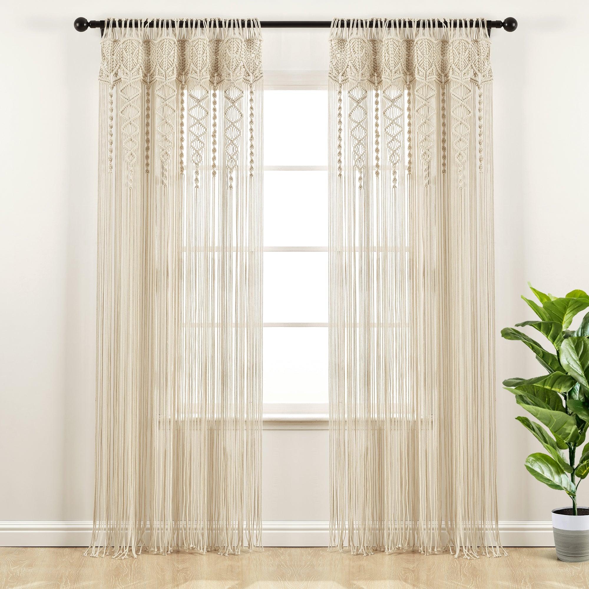 Boho Macrame Textured Cotton Window Curtain