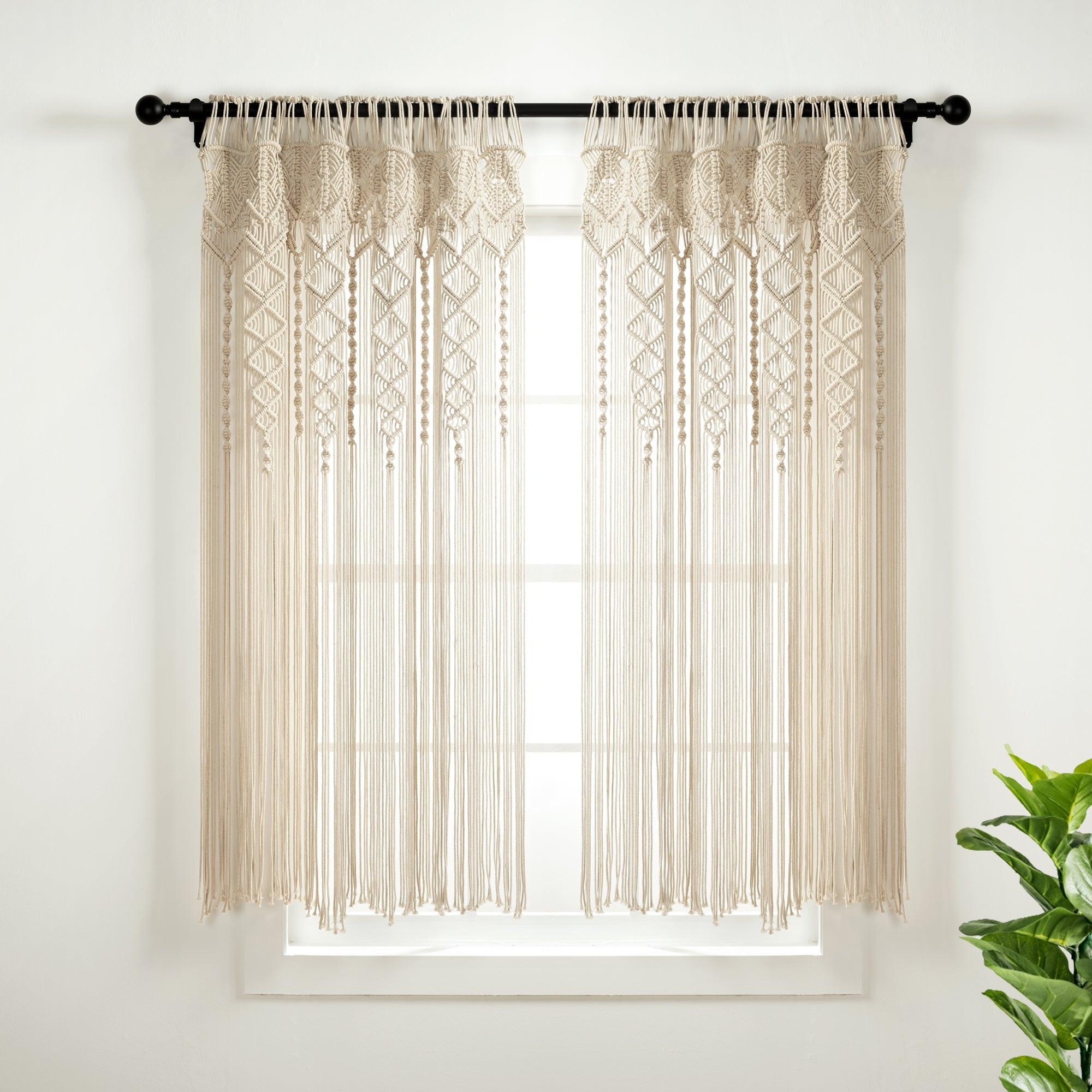 Boho Macrame Textured Cotton Window Curtain