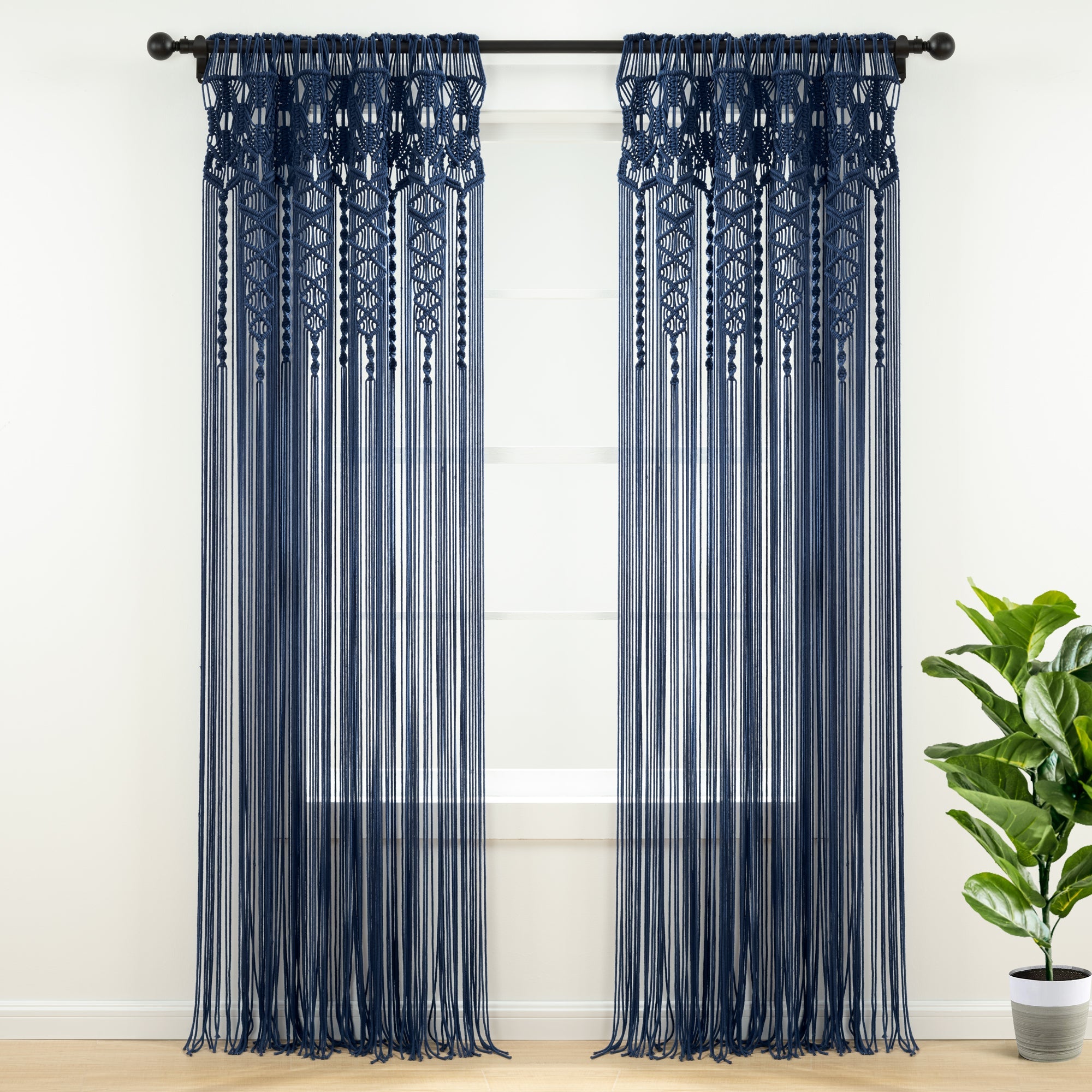 Boho Macrame Textured Cotton Window Curtain