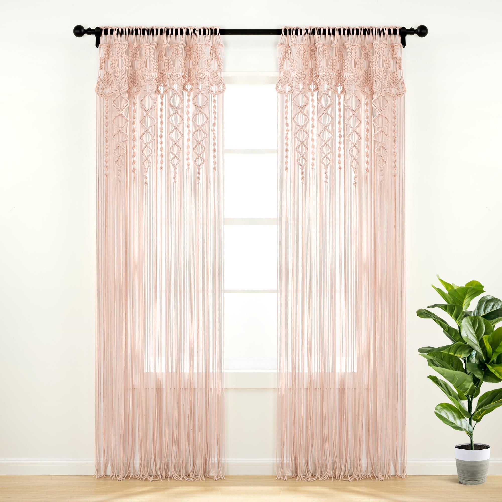 Boho Macrame Textured Cotton Window Curtain