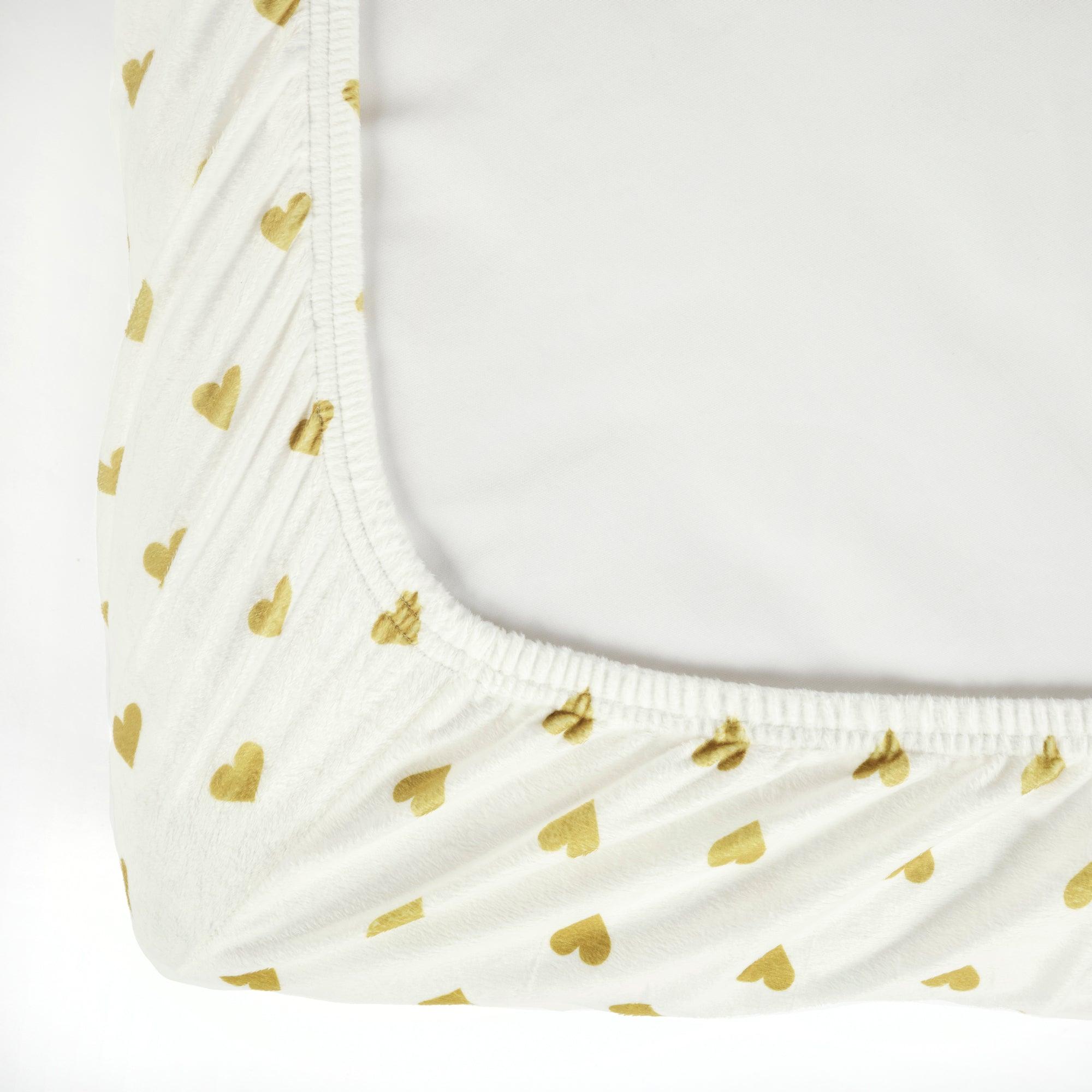 Boho Metallic Hearts All Over Soft & Plush Fitted Crib Sheet