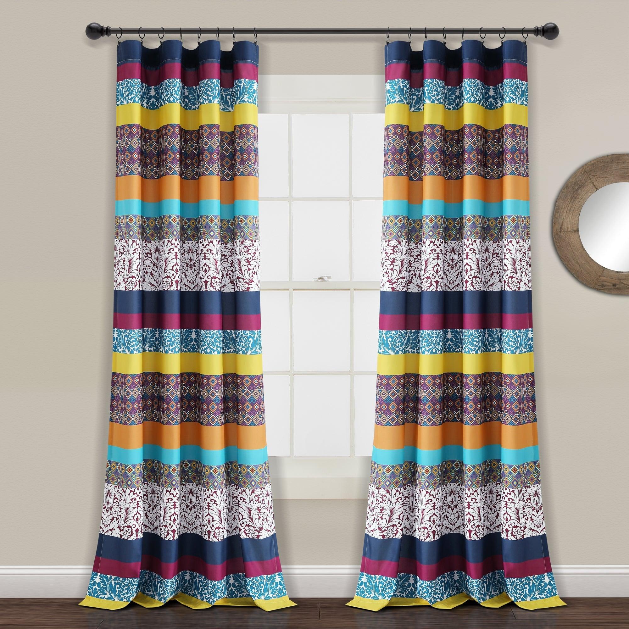 Boho Stripe Window Curtain Panel Set