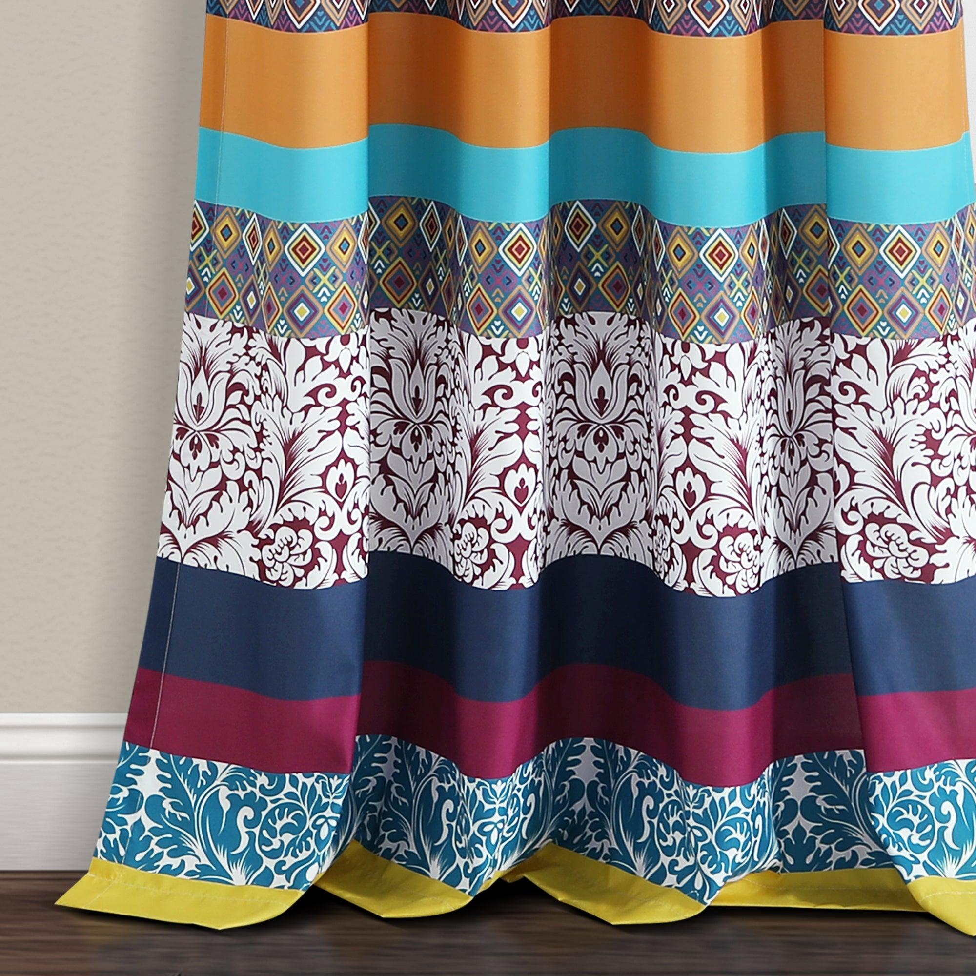 Boho Stripe Window Curtain Panel Set