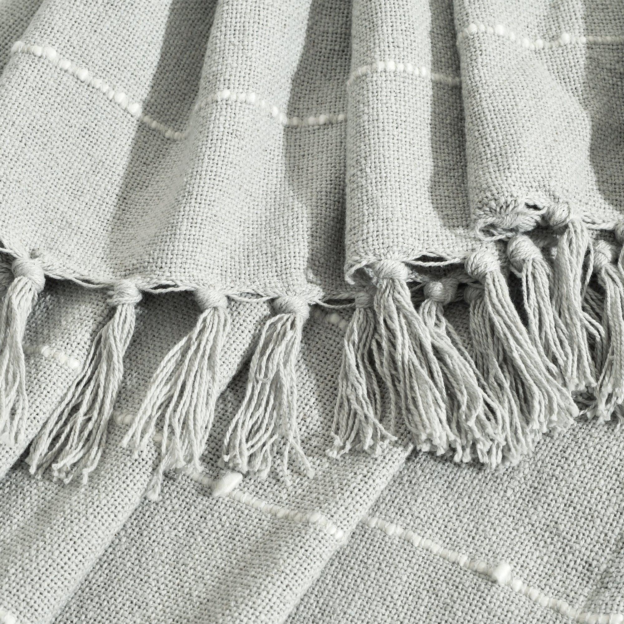 Boho Tufted Cotton Woven Tassel Fringe Throw