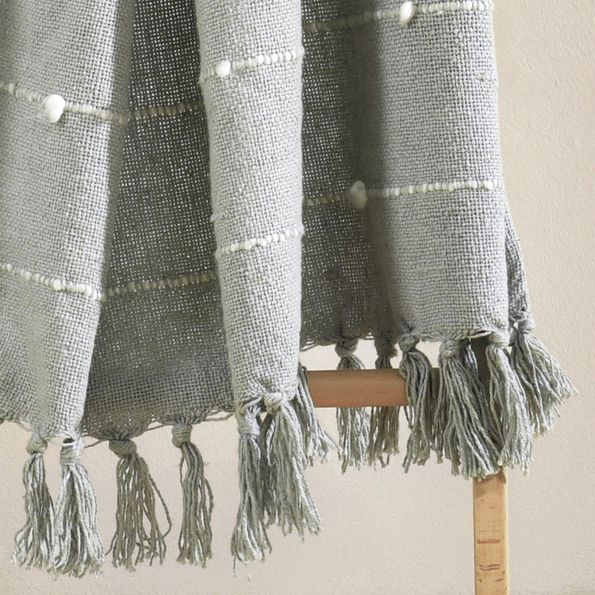 Boho Tufted Cotton Woven Tassel Fringe Throw