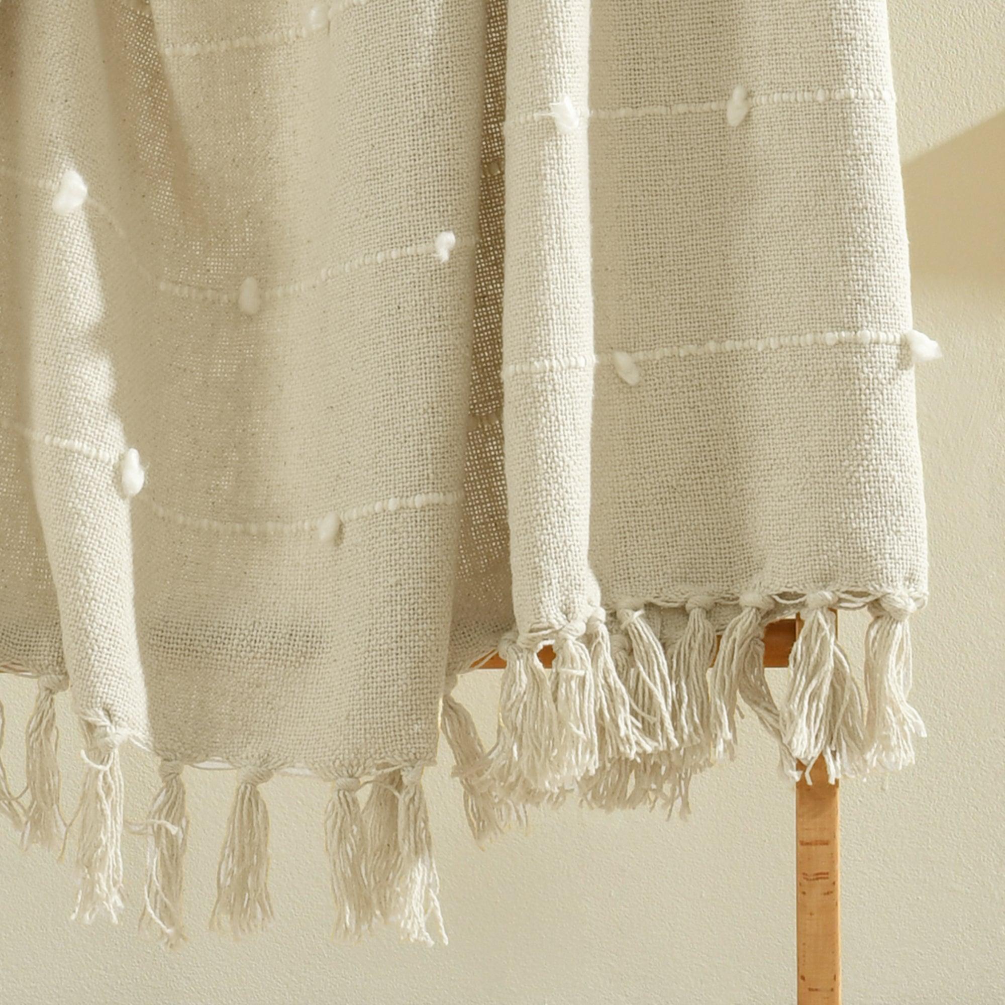 Boho Tufted Cotton Woven Tassel Fringe Throw