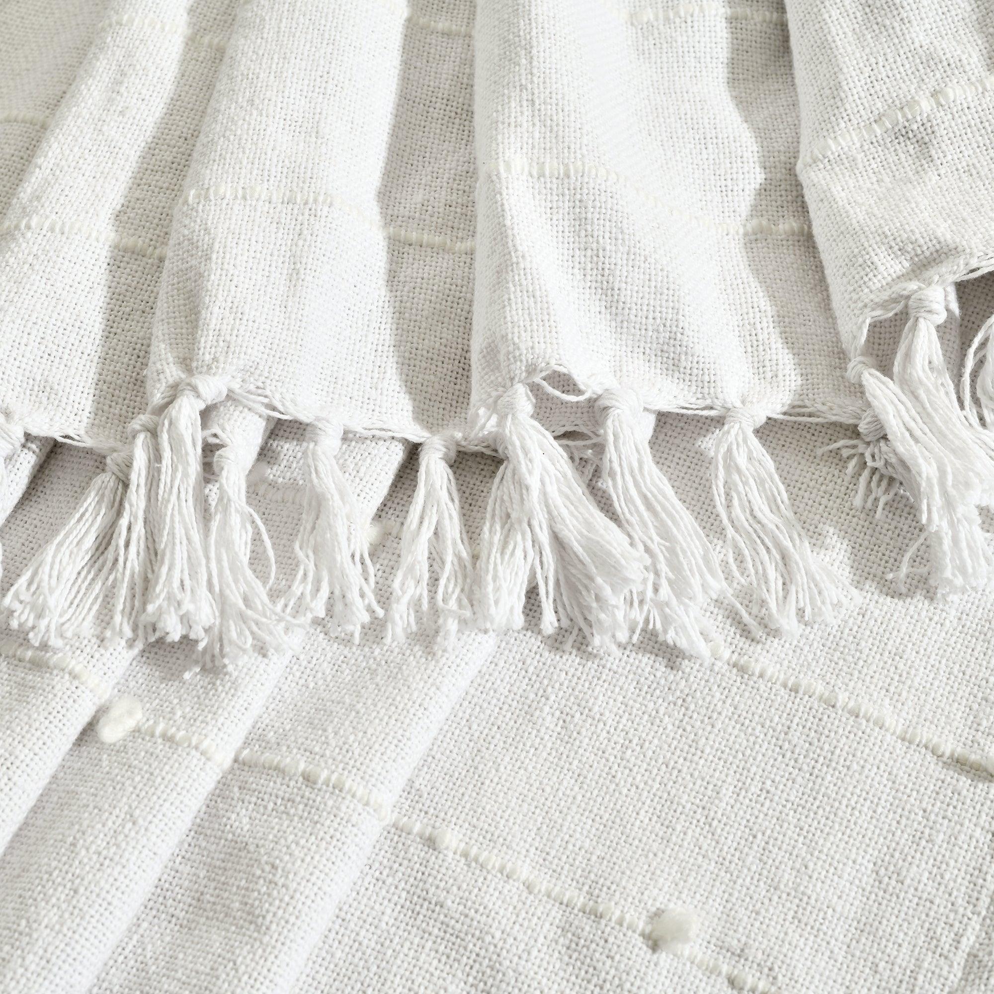 Boho Tufted Cotton Woven Tassel Fringe Throw