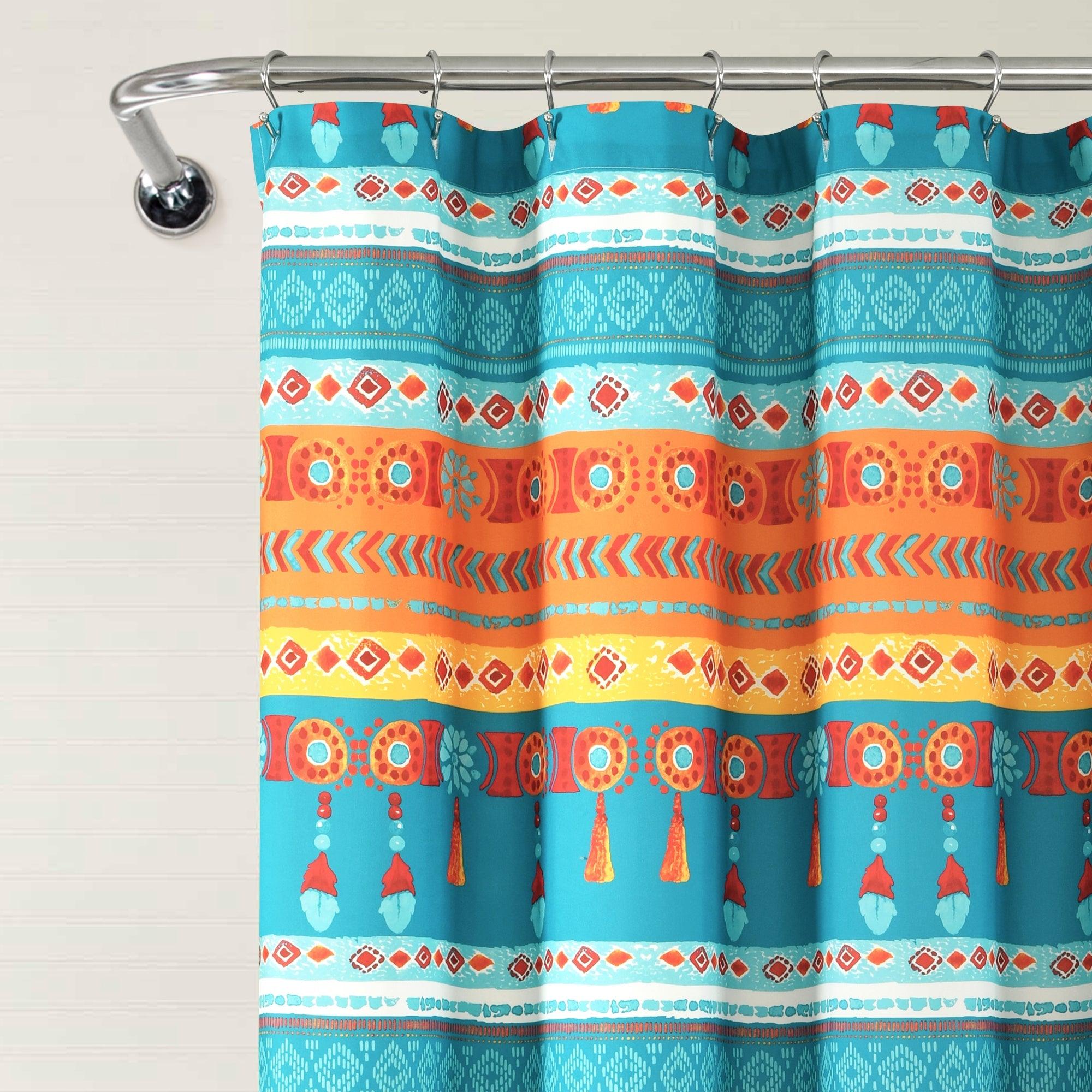 Boho Watercolor Border Shower Curtain