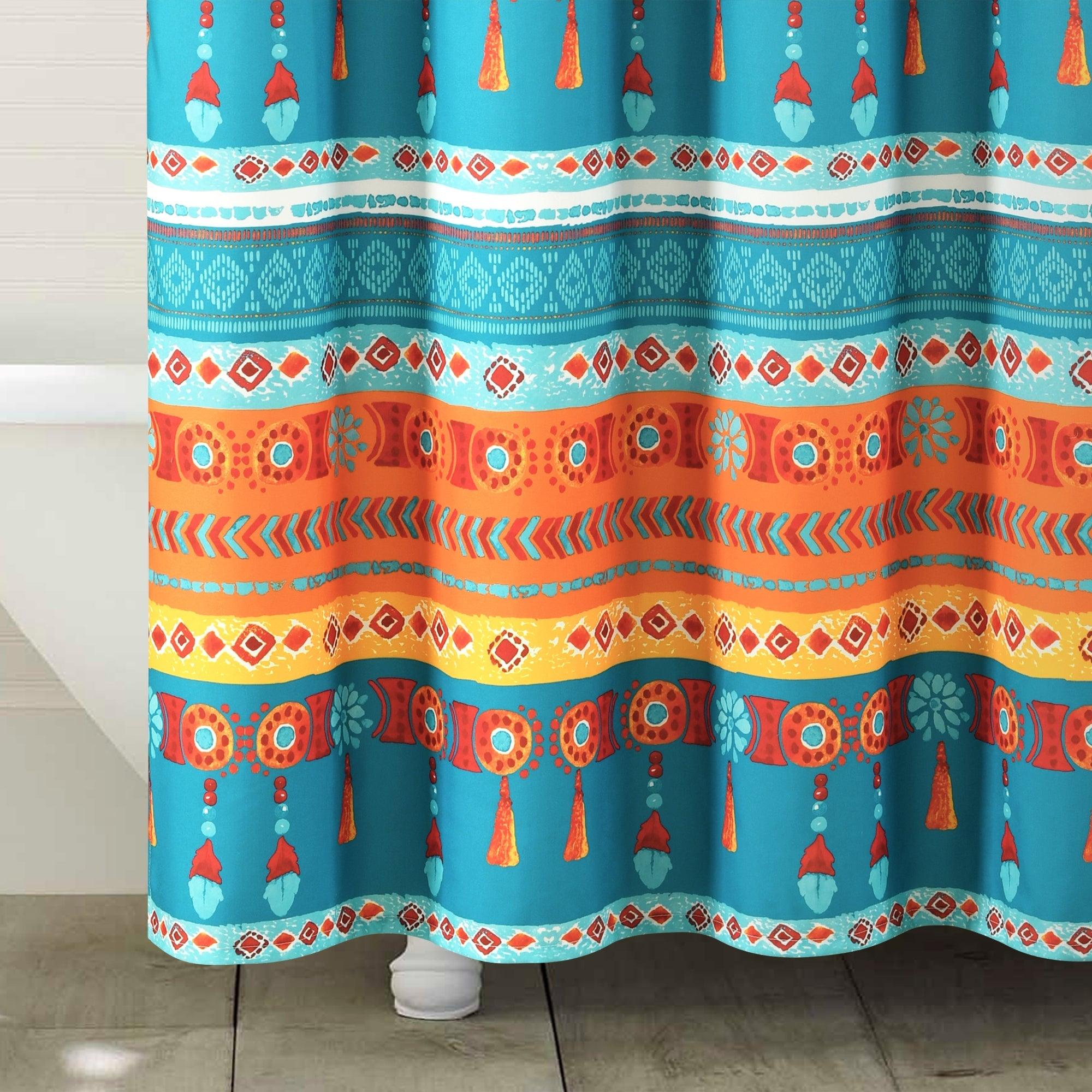 Boho Watercolor Border Shower Curtain