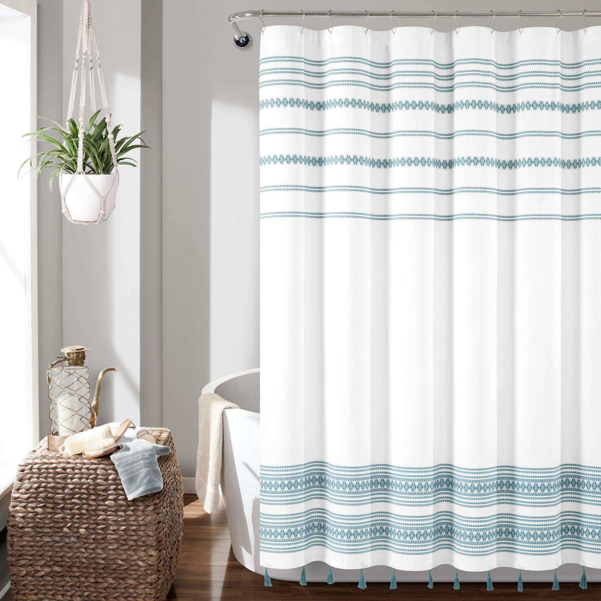 Breezy Chic Tassel Jacquard Recycled Cotton Shower Curtain