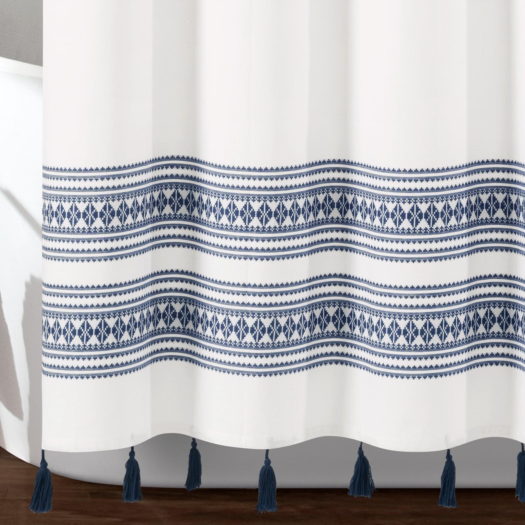 Breezy Chic Tassel Jacquard Recycled Cotton Shower Curtain