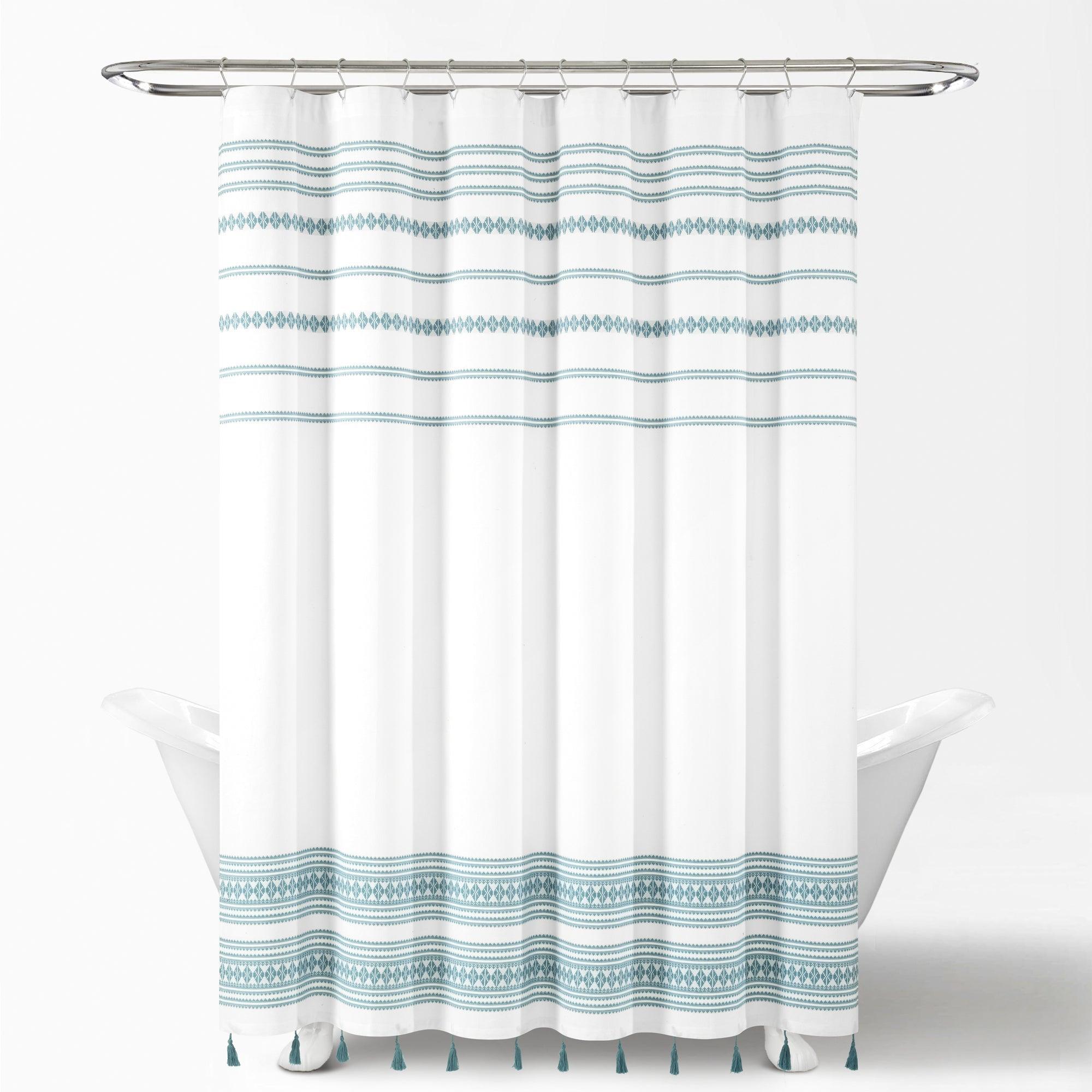 Breezy Chic Tassel Jacquard Recycled Cotton Shower Curtain