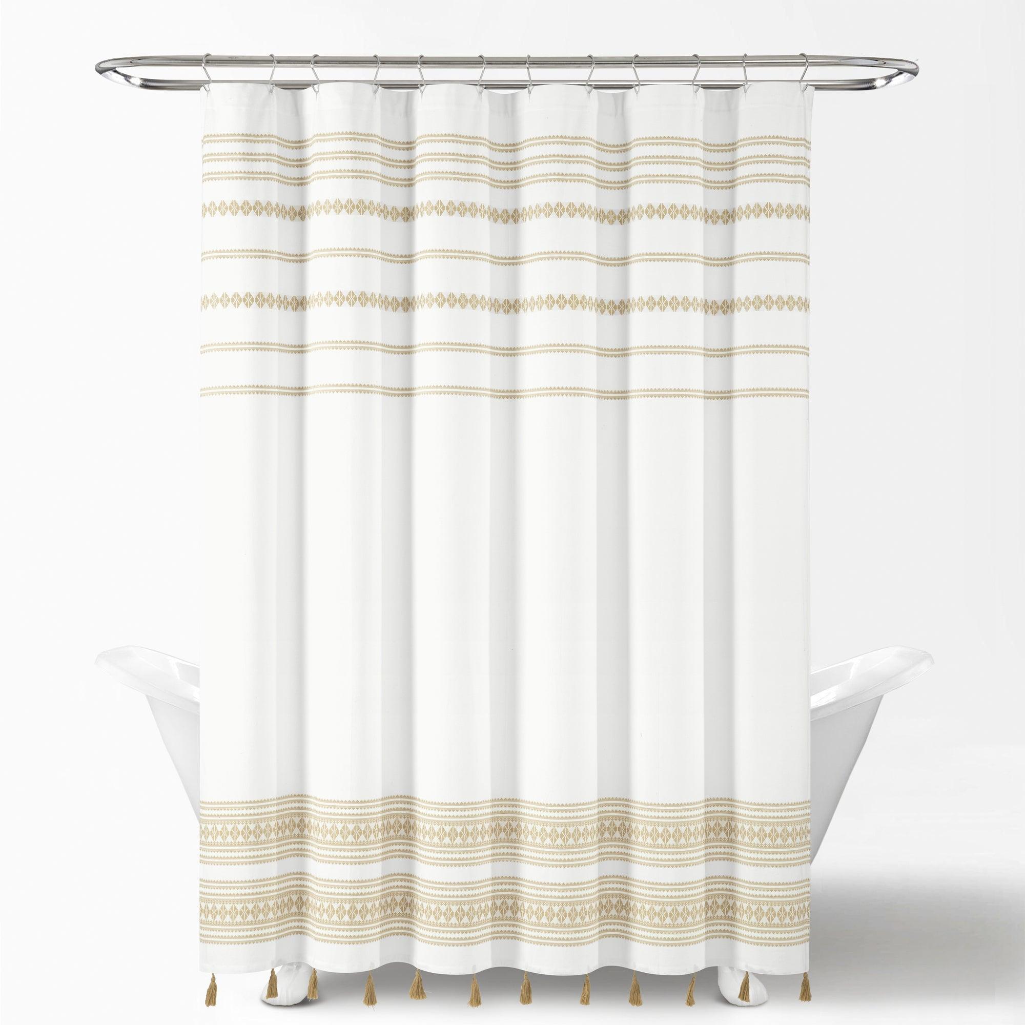 Breezy Chic Tassel Jacquard Recycled Cotton Shower Curtain