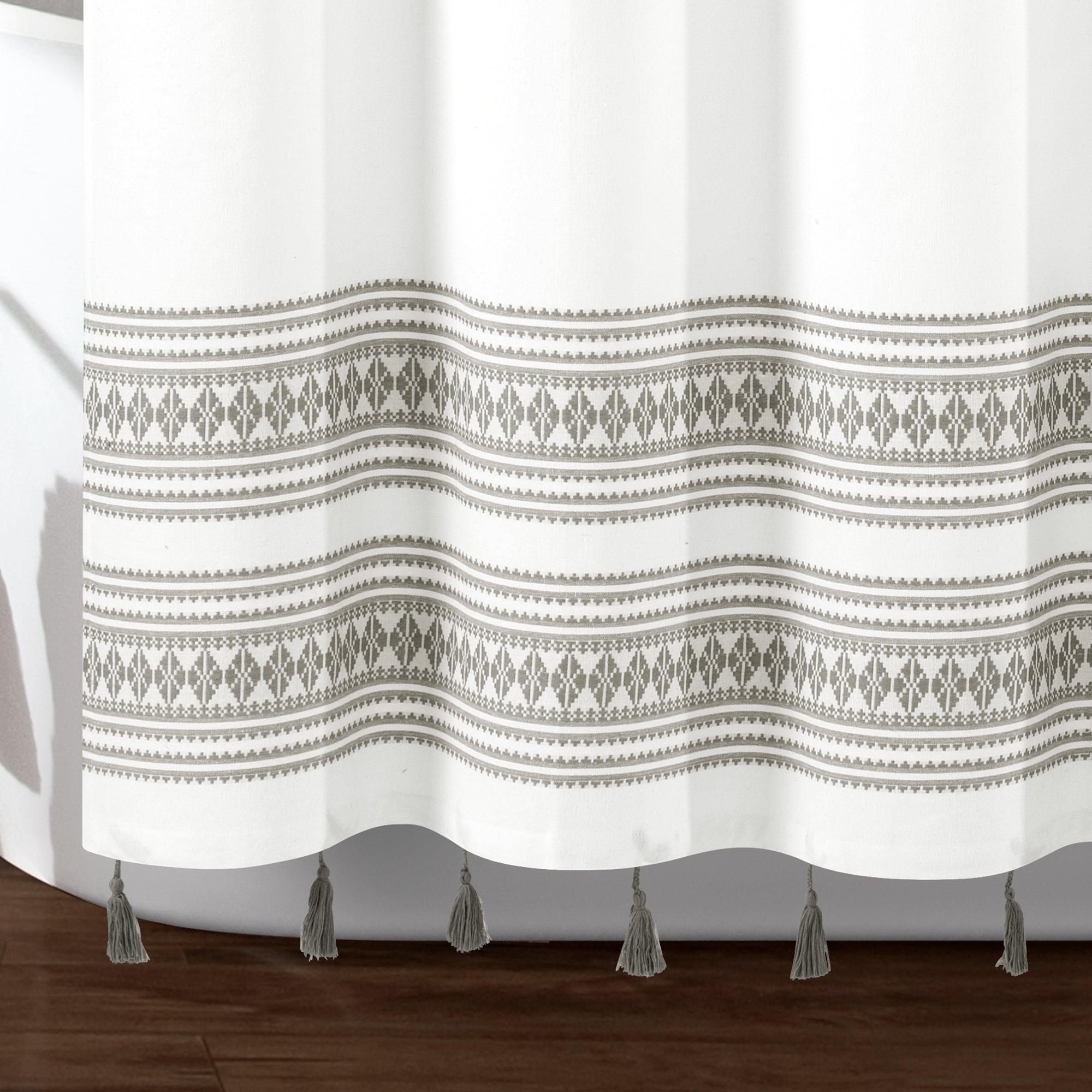 Breezy Chic Tassel Jacquard Recycled Cotton Shower Curtain