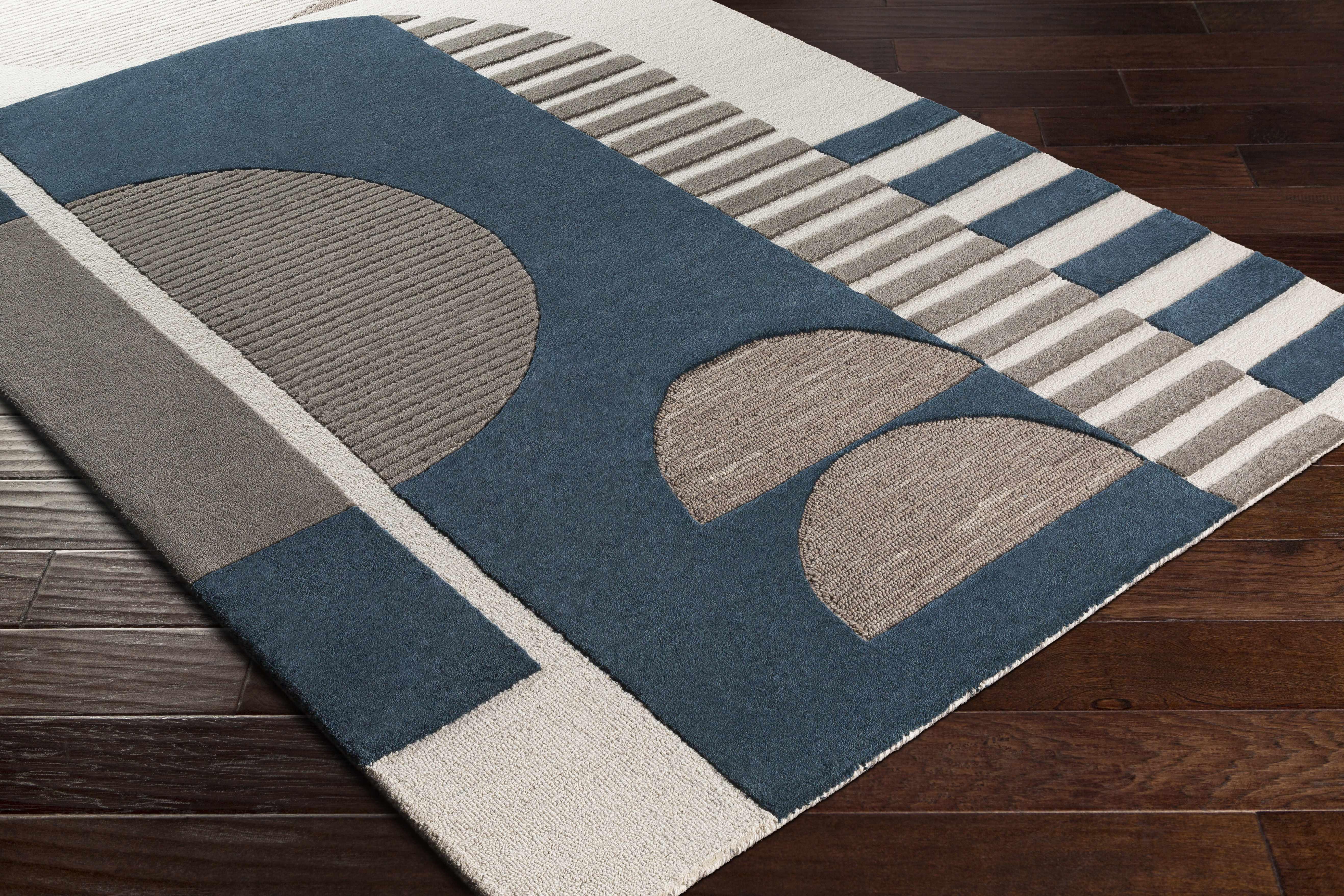 Bro Blue&Gray Wool Rug