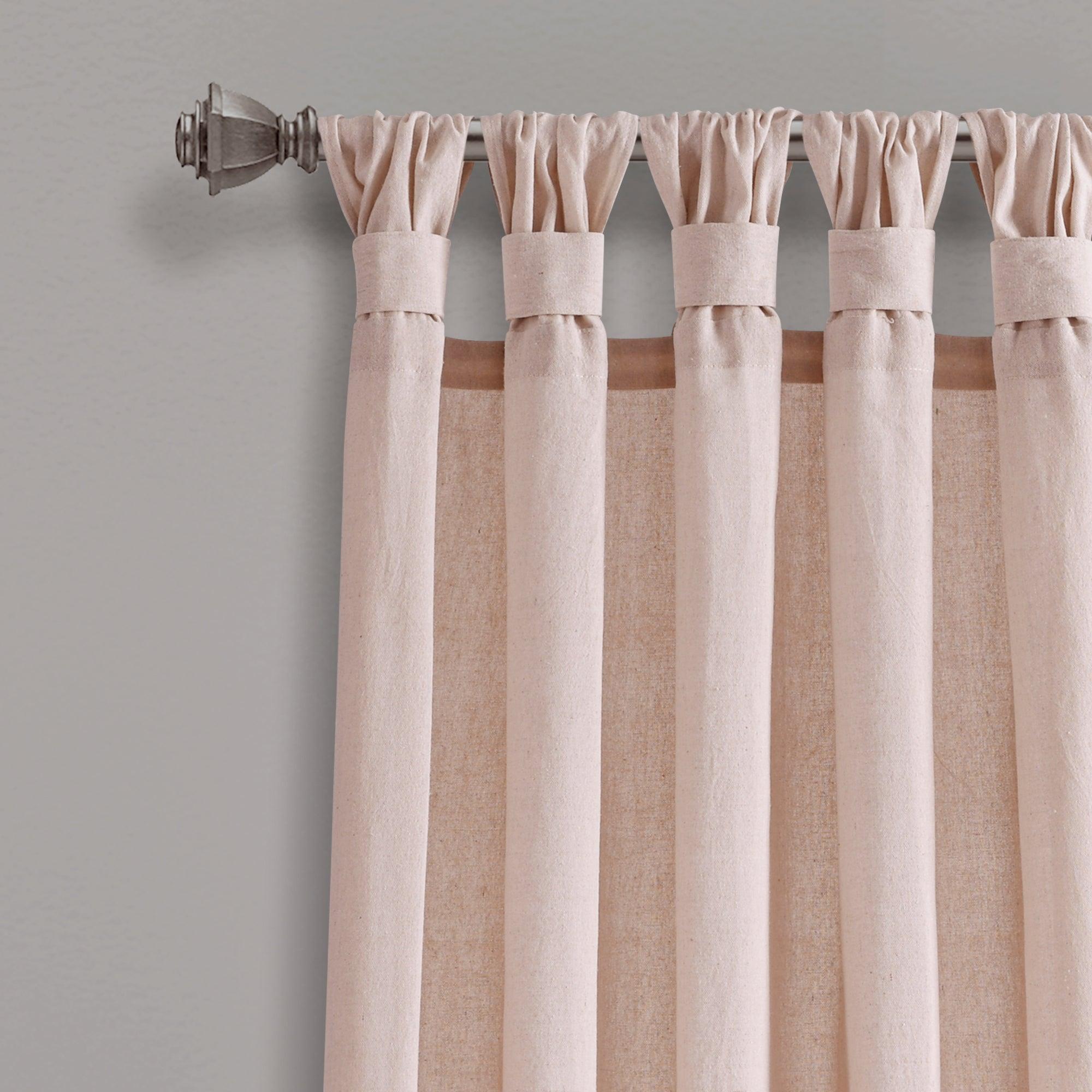 Burlap Knotted Tab Top Window Curtain Panel Set