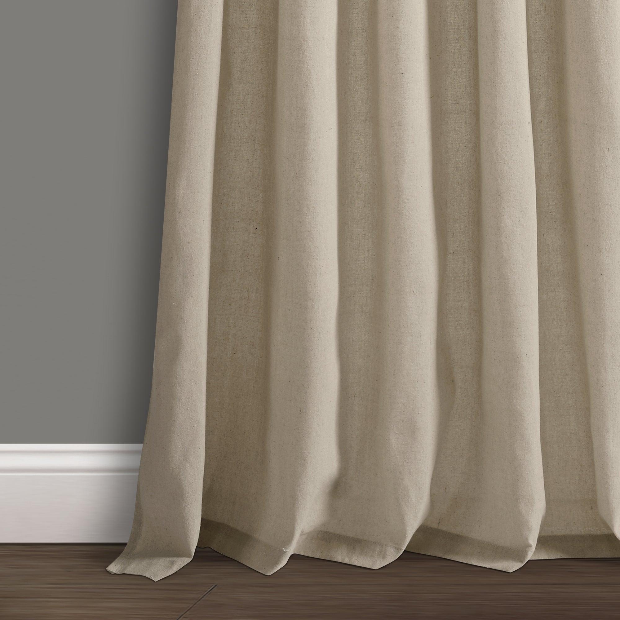 Burlap Knotted Tab Top Window Curtain Panel Set