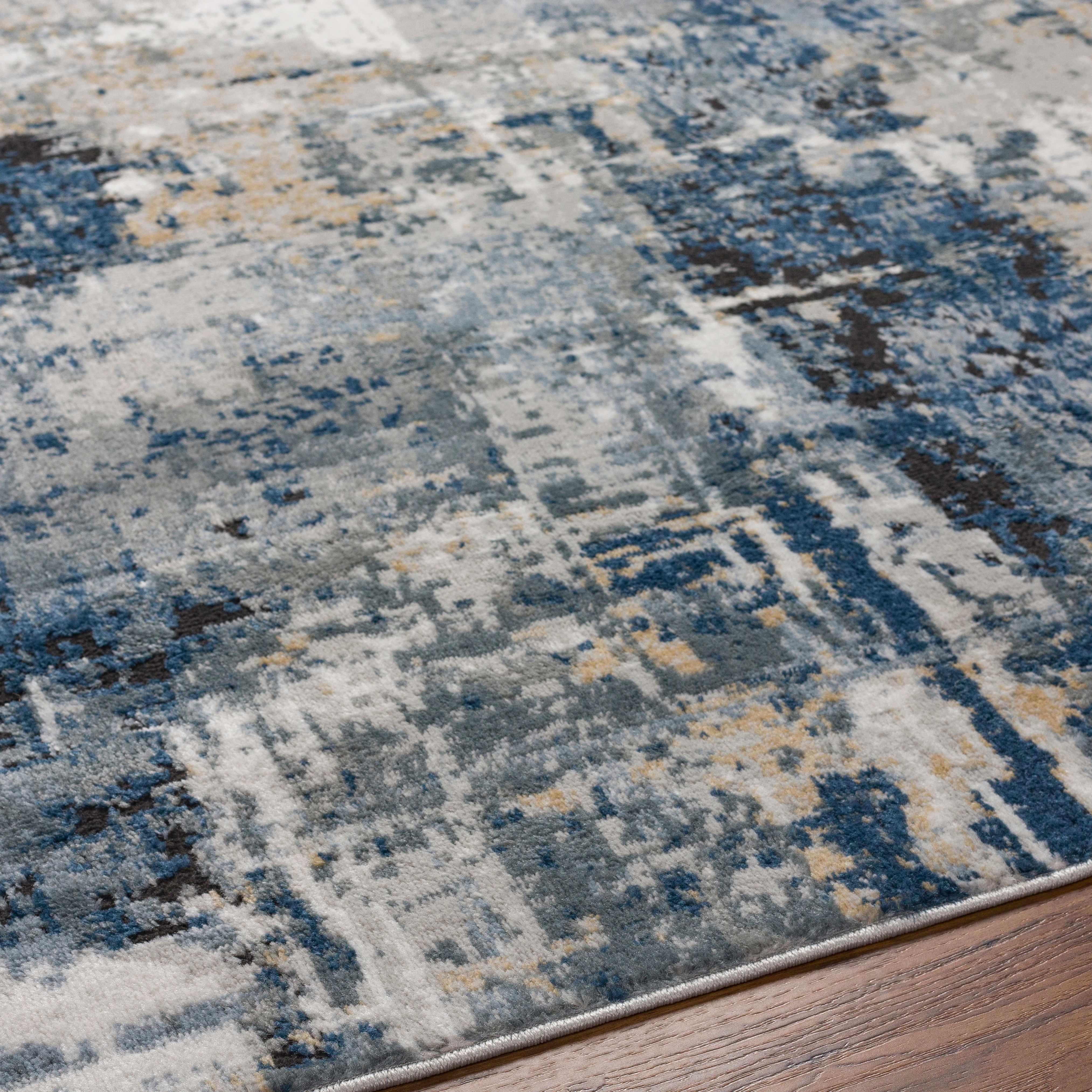 Campsall Gray&Blue Abstract Area Rug