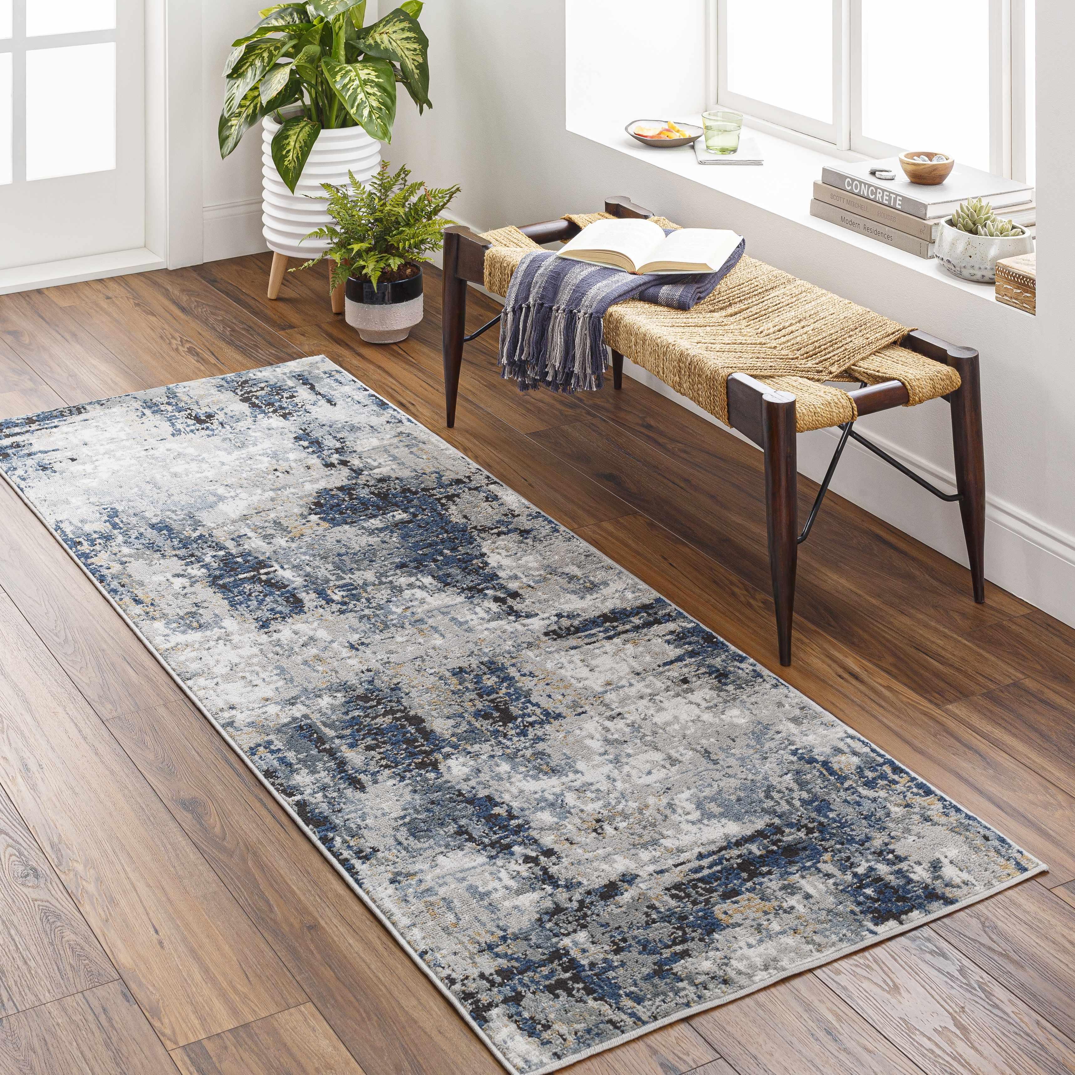 Campsall Gray&Blue Abstract Area Rug