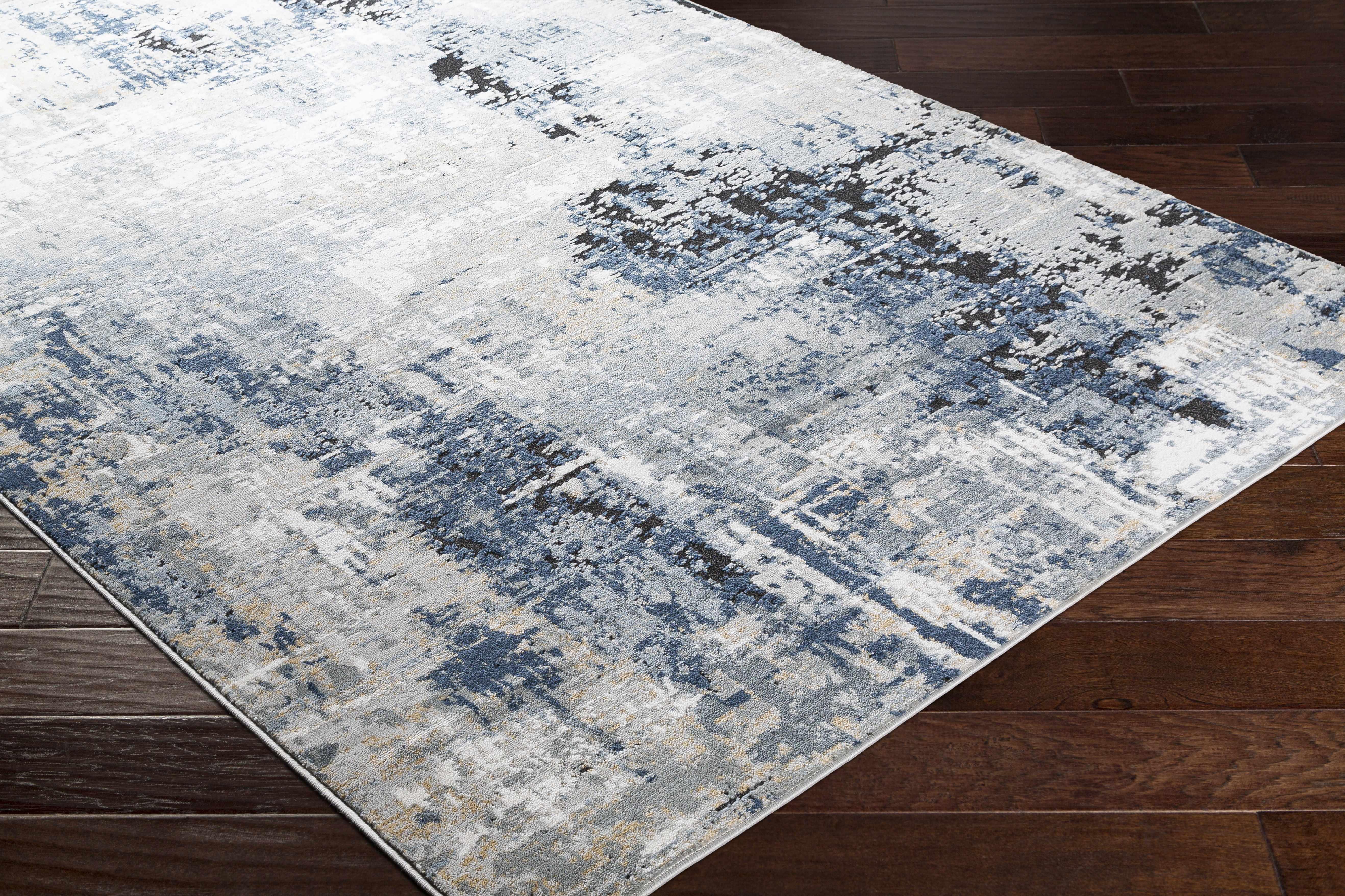 Campsall Gray&Blue Abstract Area Rug