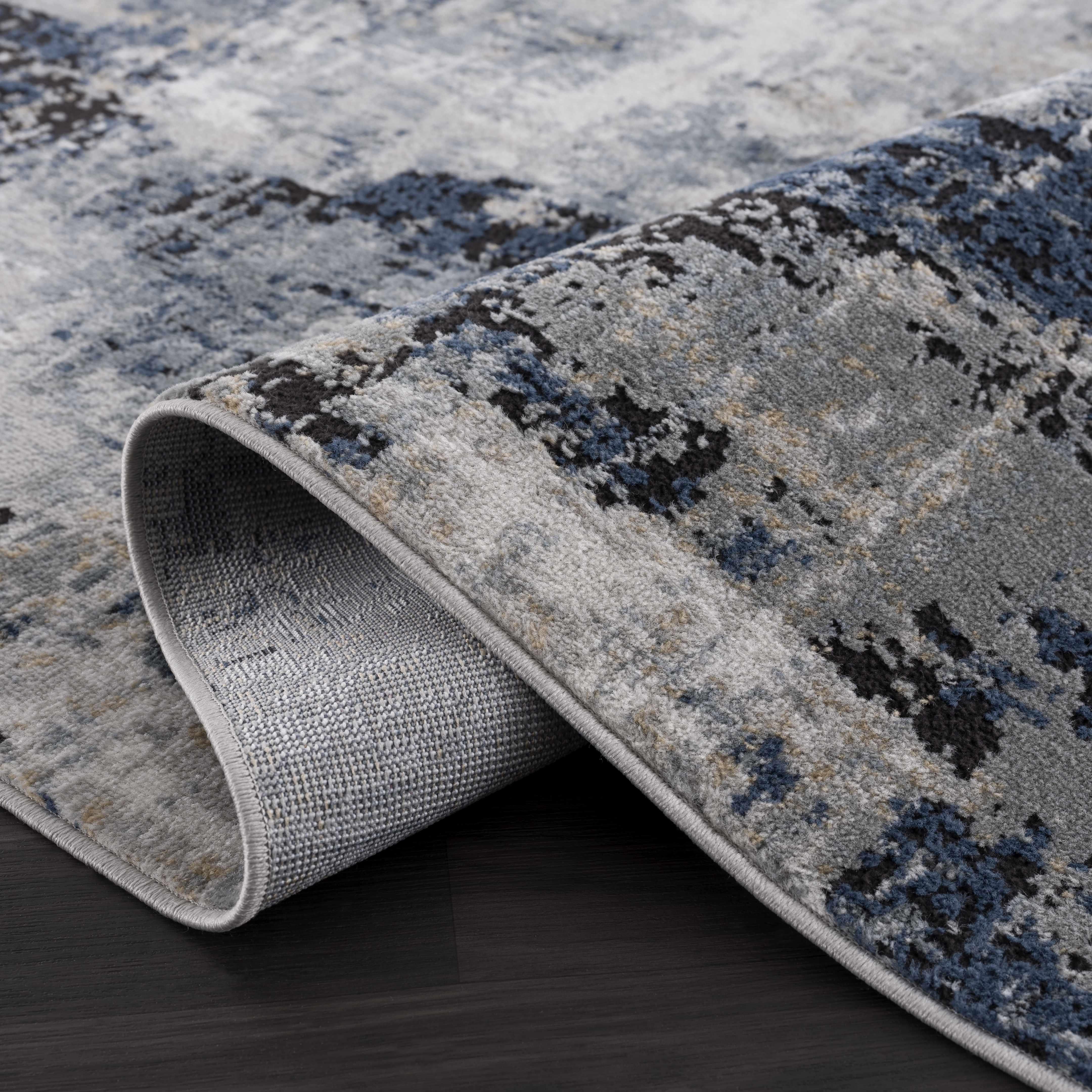 Campsall Gray&Blue Abstract Area Rug