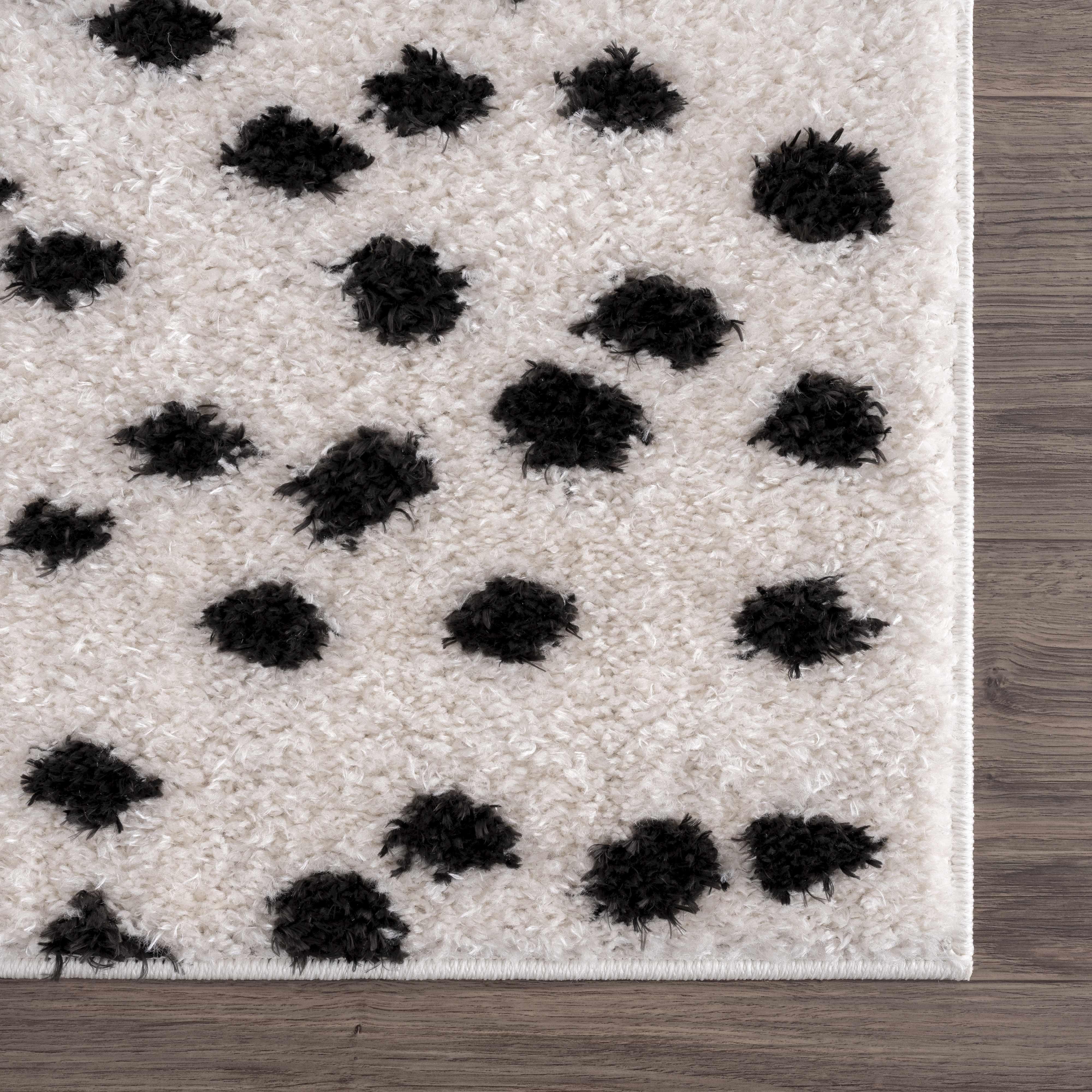 Cansu Black & White Dotted Area Rug