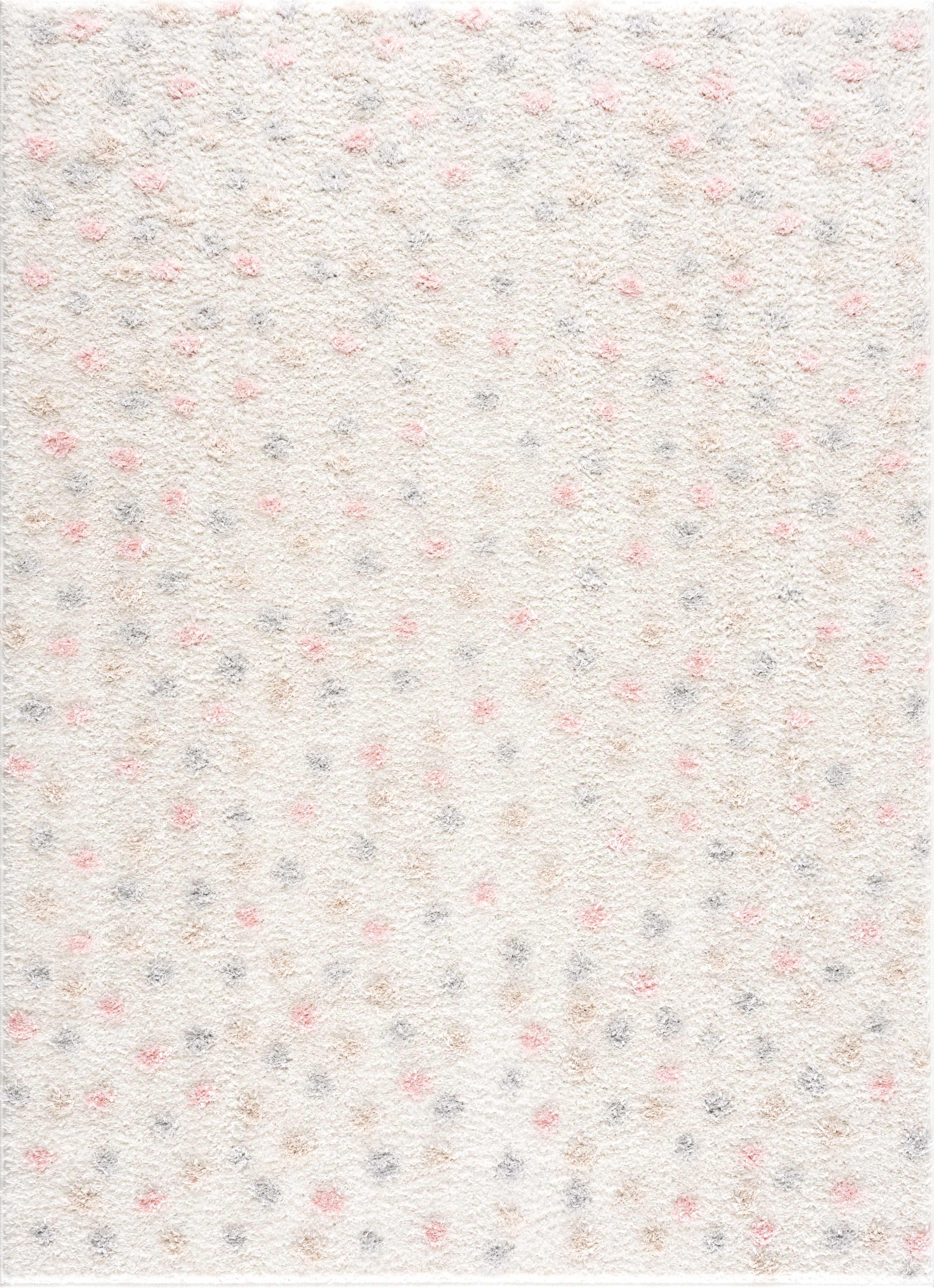 Cansu Pink & Cream Dotted Area Rug