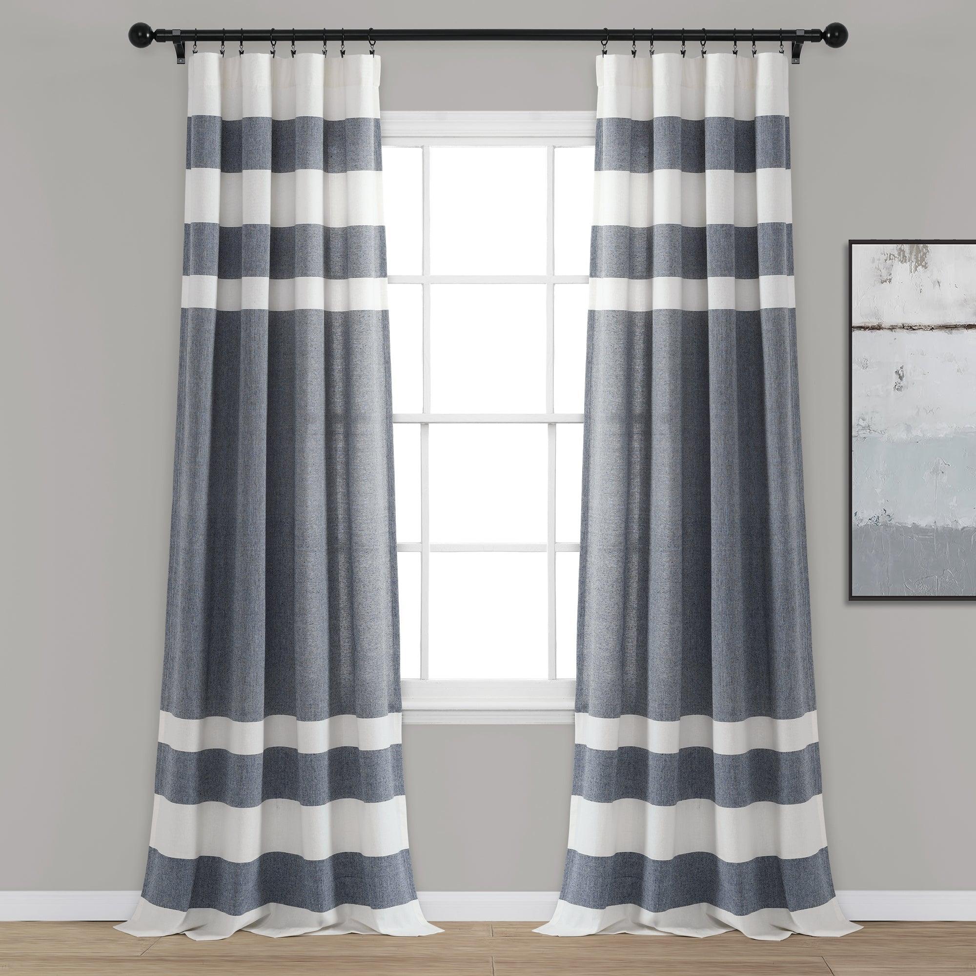 Cape Cod Stripe Yarn Dyed Cotton Window Curtain Panel Set