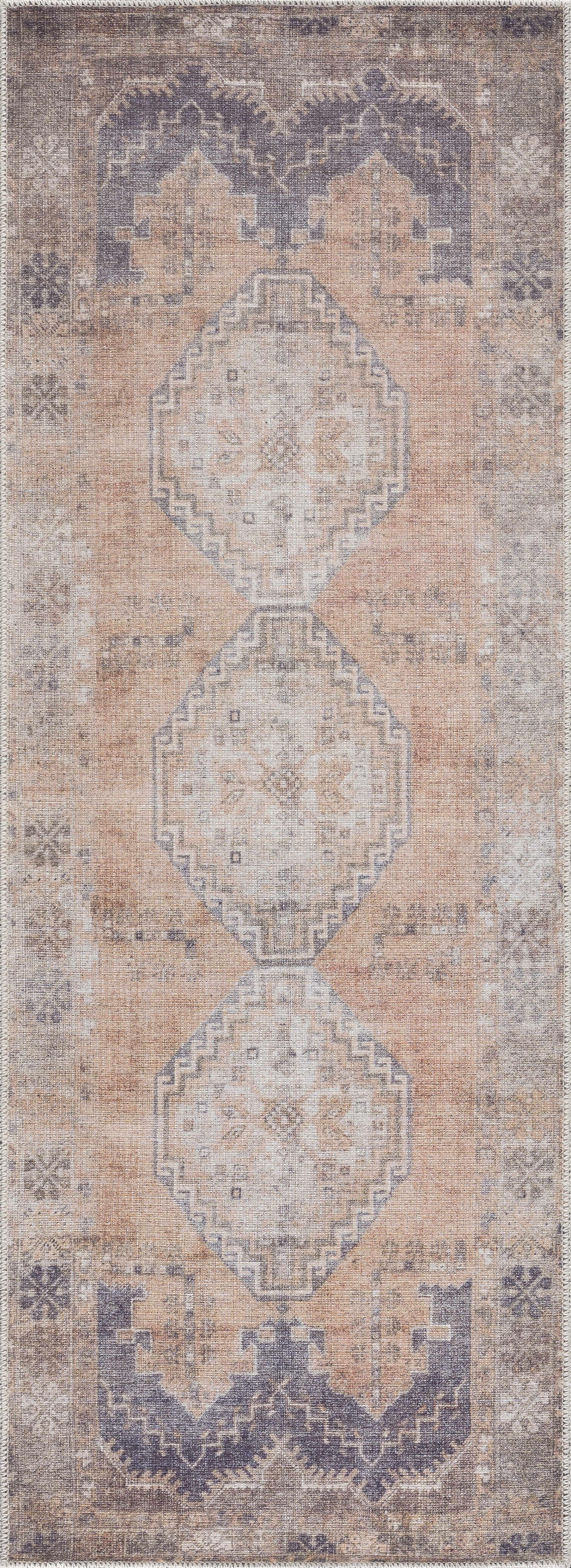 Carrabelle Peach Washable Area Rug