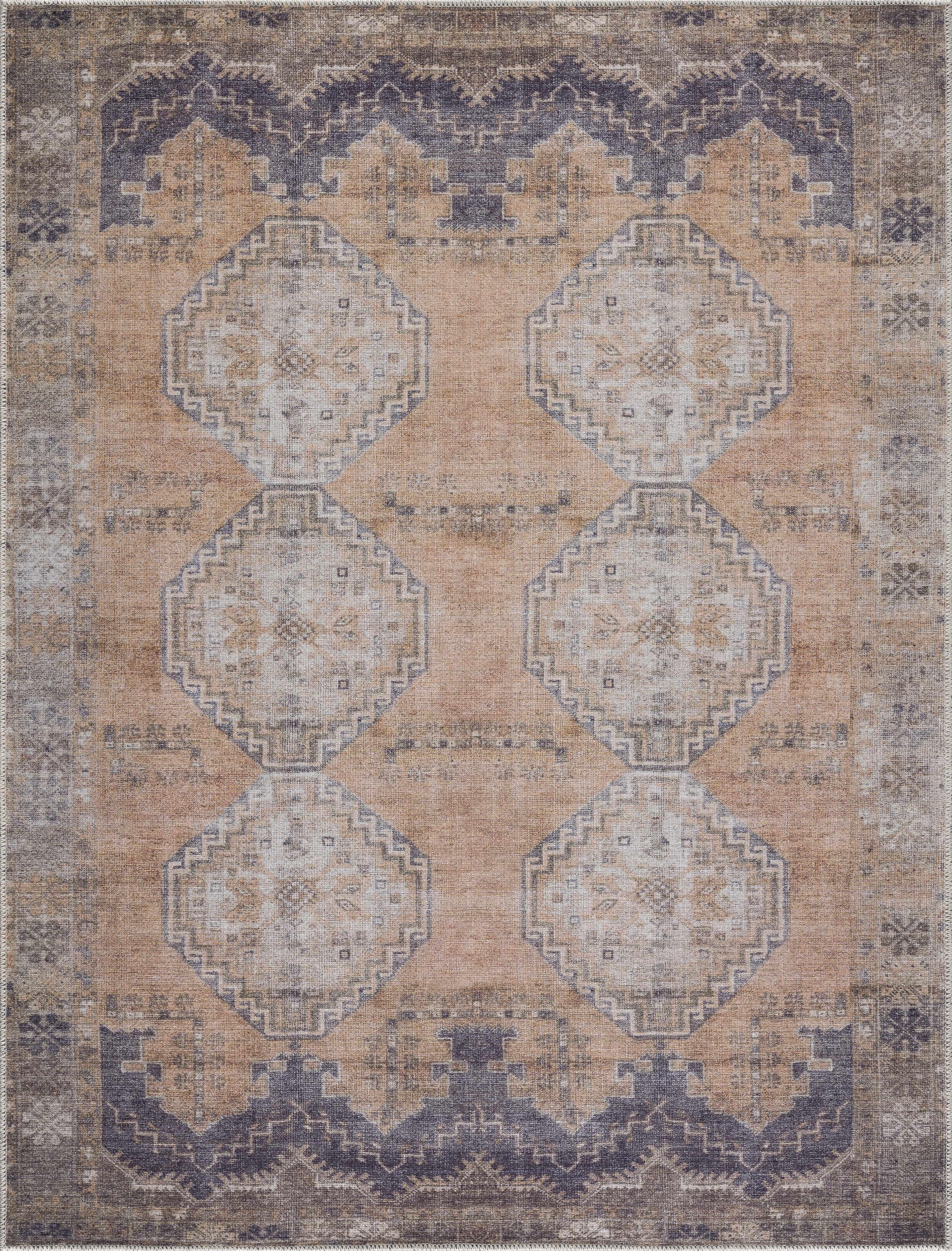 Carrabelle Peach Washable Area Rug