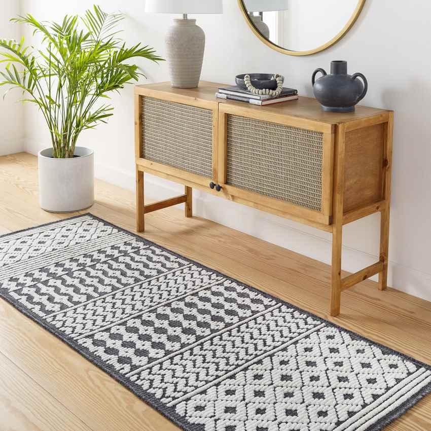 Carrsville Cottage Black Washable Area Rug