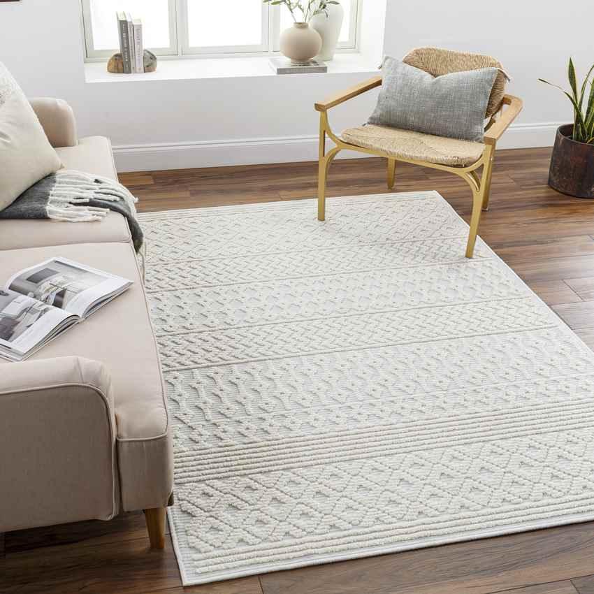 Carrsville Cottage Light Gray Washable Area Rug