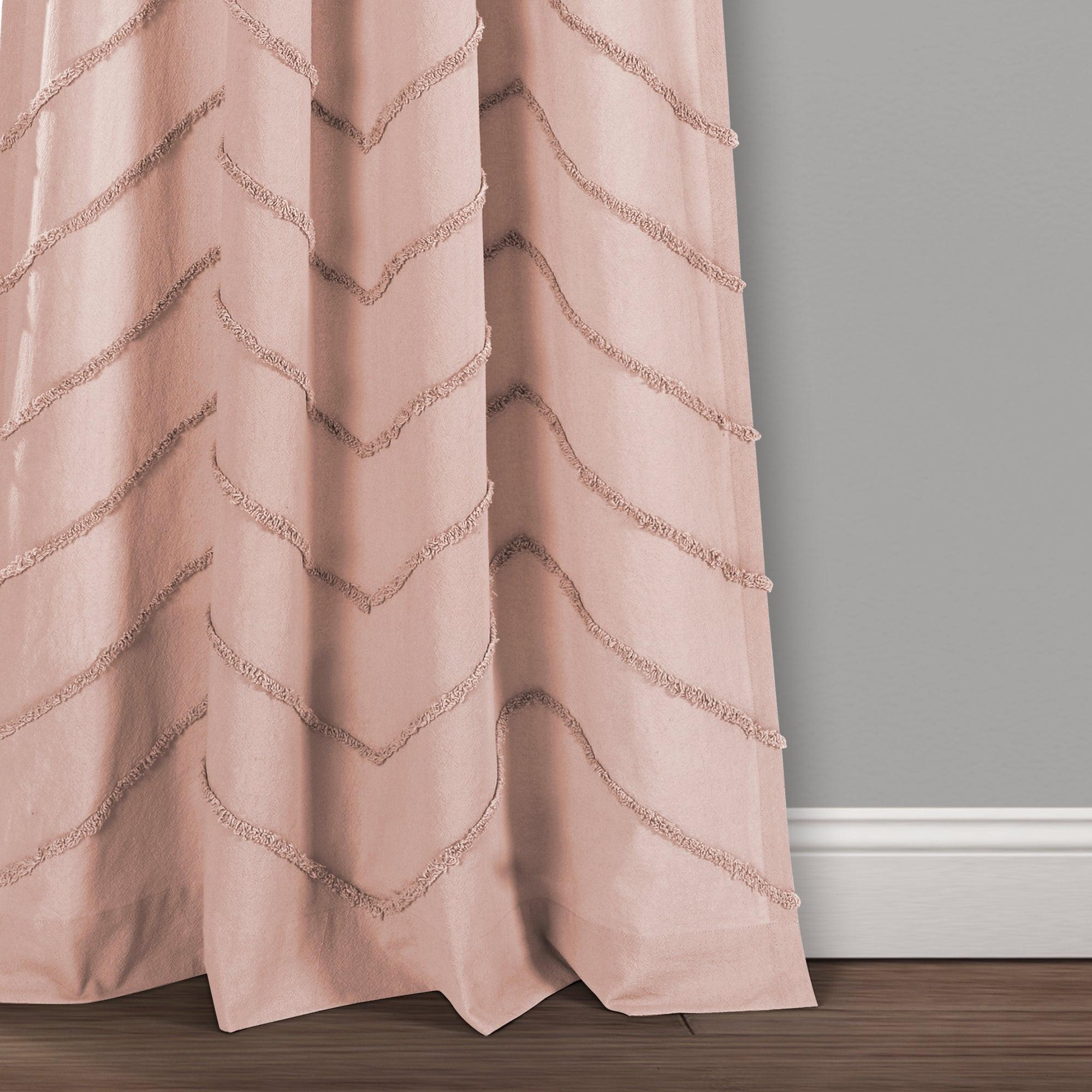 Chenille Chevron Window Curtain Panel Set