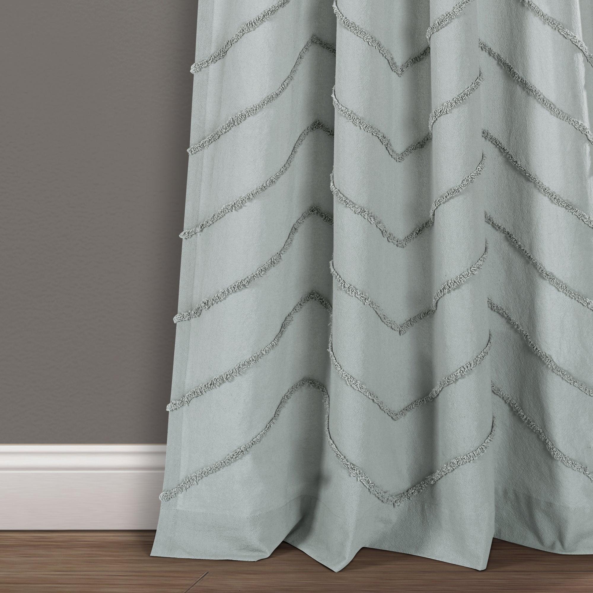 Chenille Chevron Window Curtain Panel Set