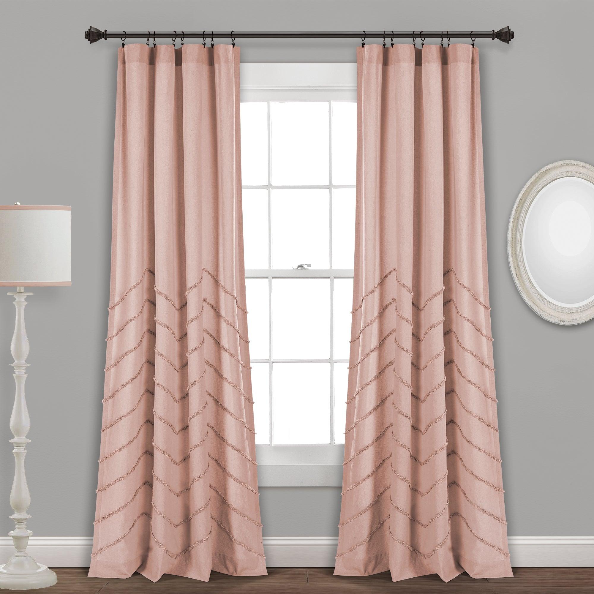 Chenille Chevron Window Curtain Panel Set