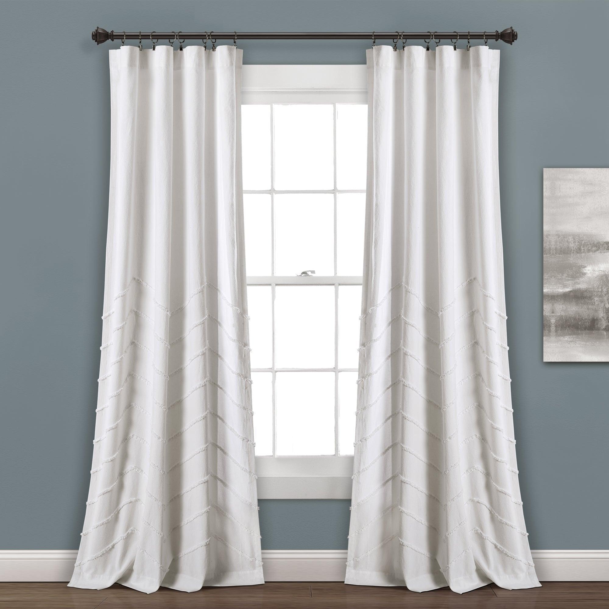 Chenille Chevron Window Curtain Panel Set