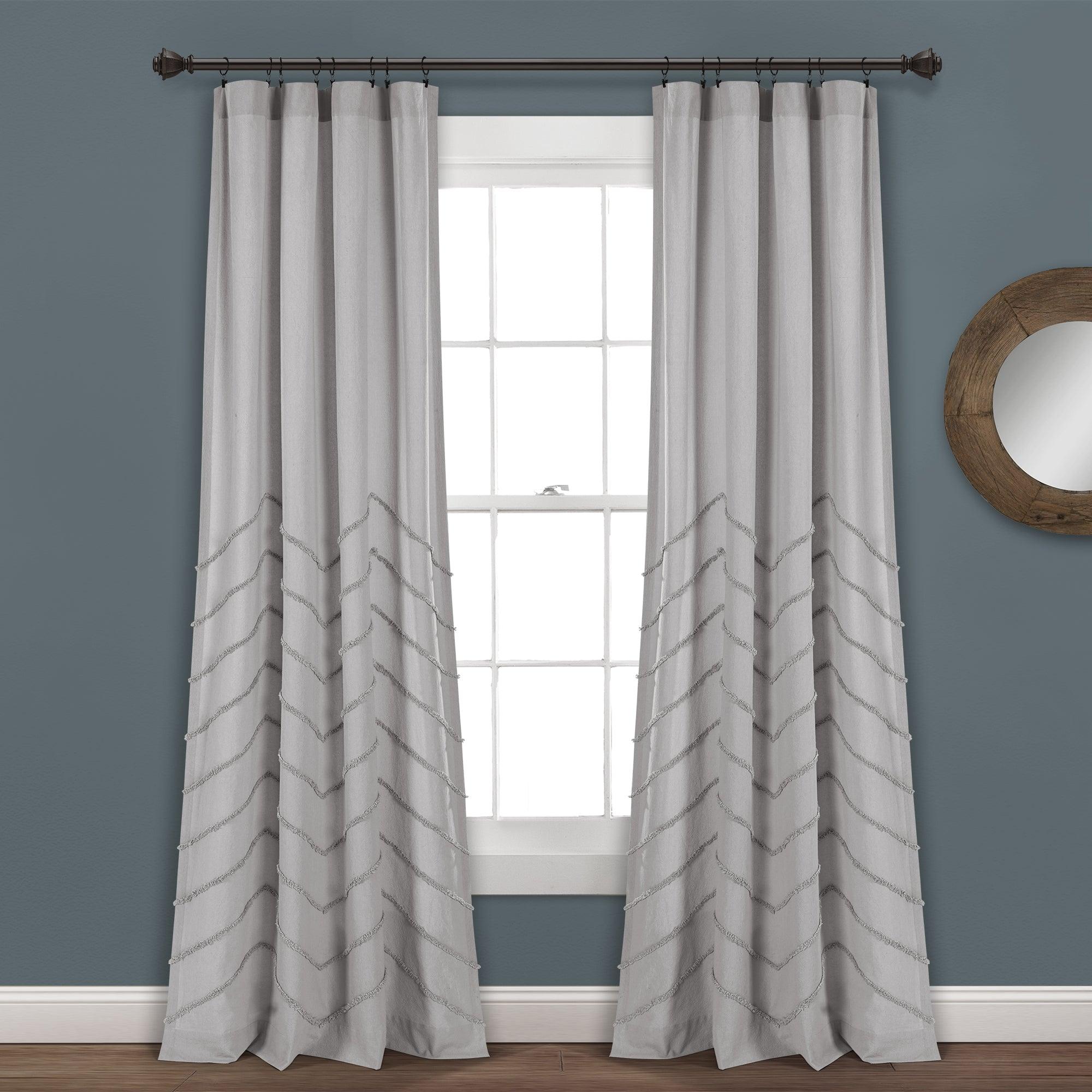 Chenille Chevron Window Curtain Panel Set