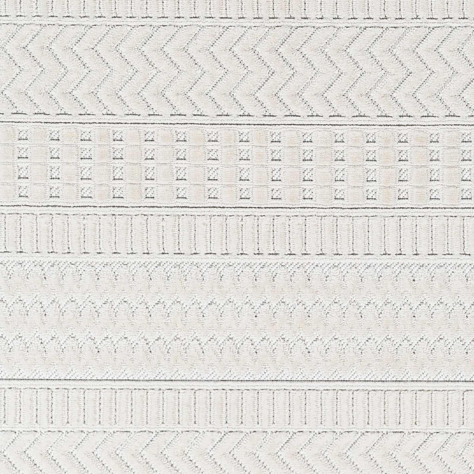 Cira Ivory Textured Area Rug with Fringes