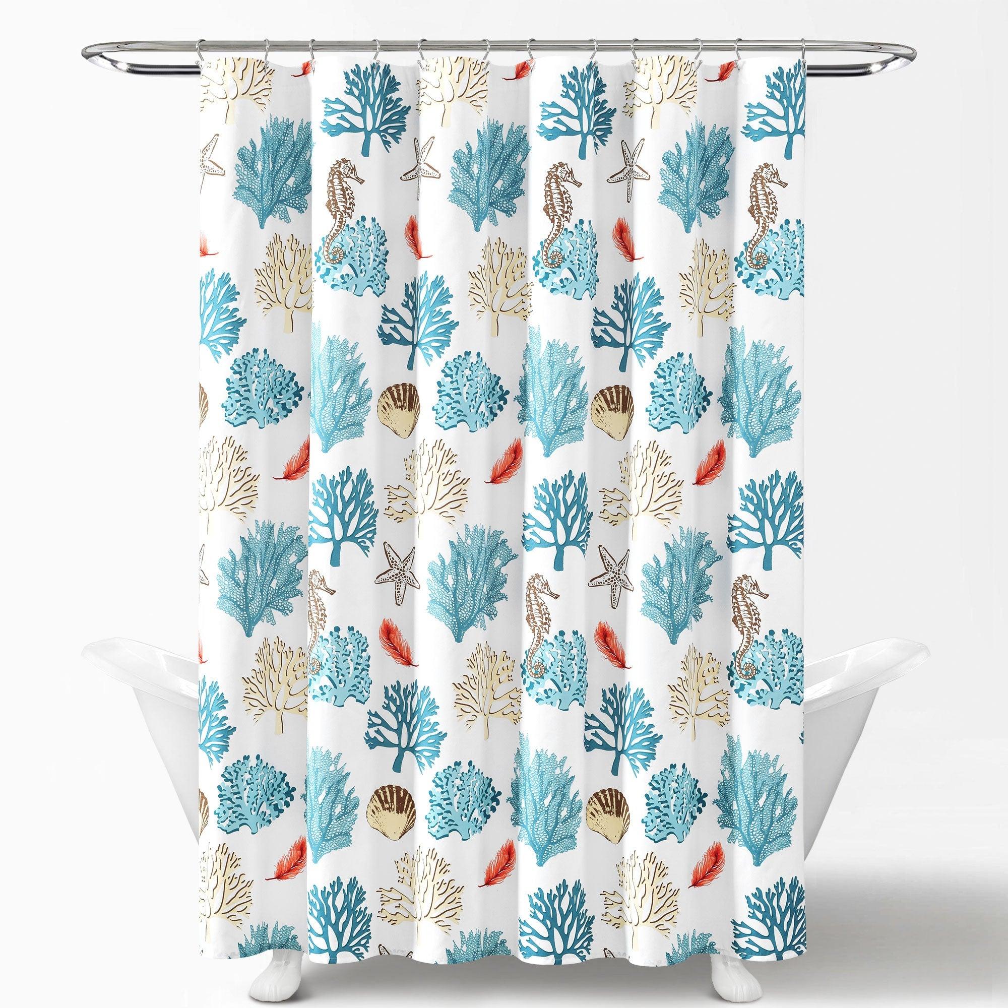 Coastal Reef Feather Shower Curtain