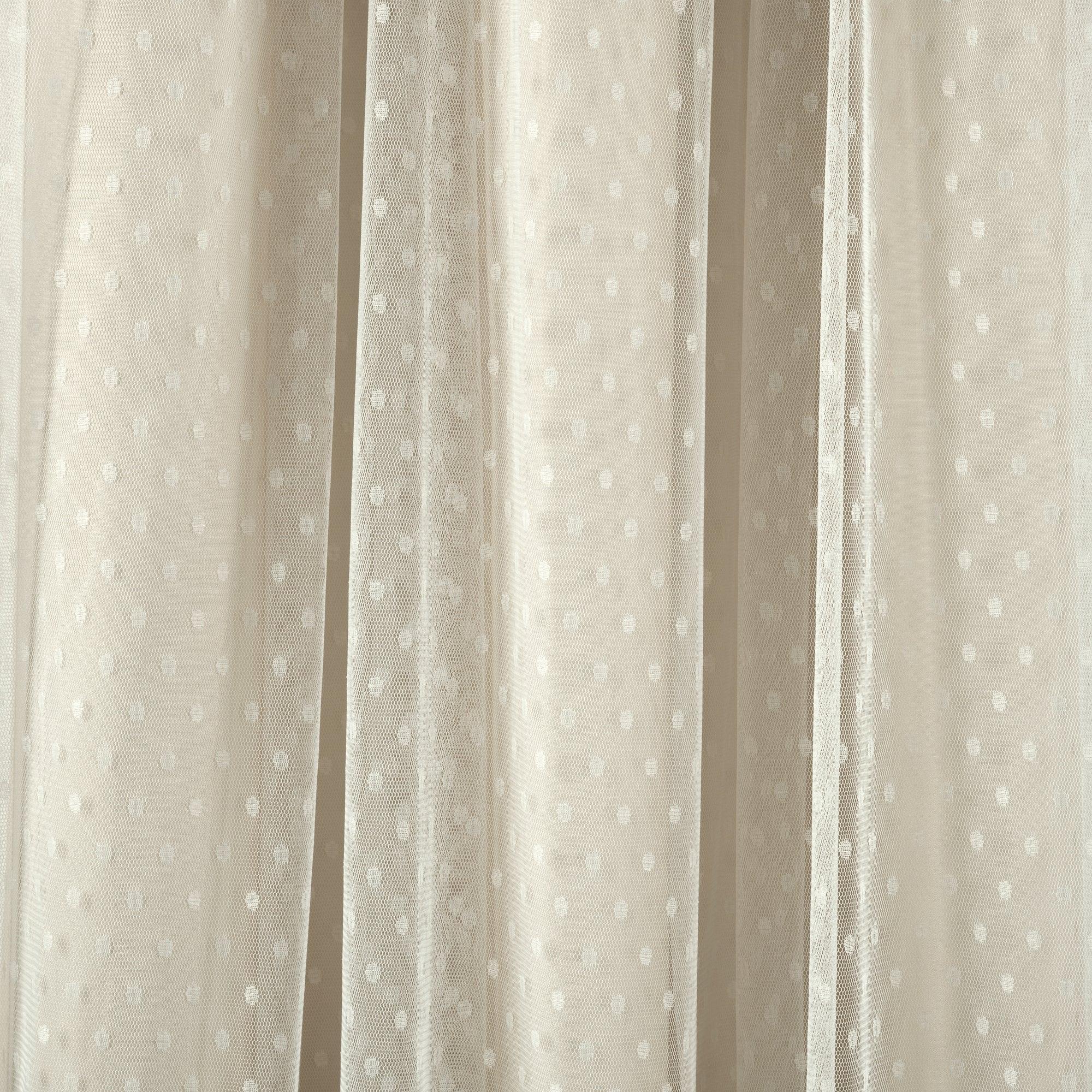 Cottage Polka Dot Sheer Window Curtain Panel Set