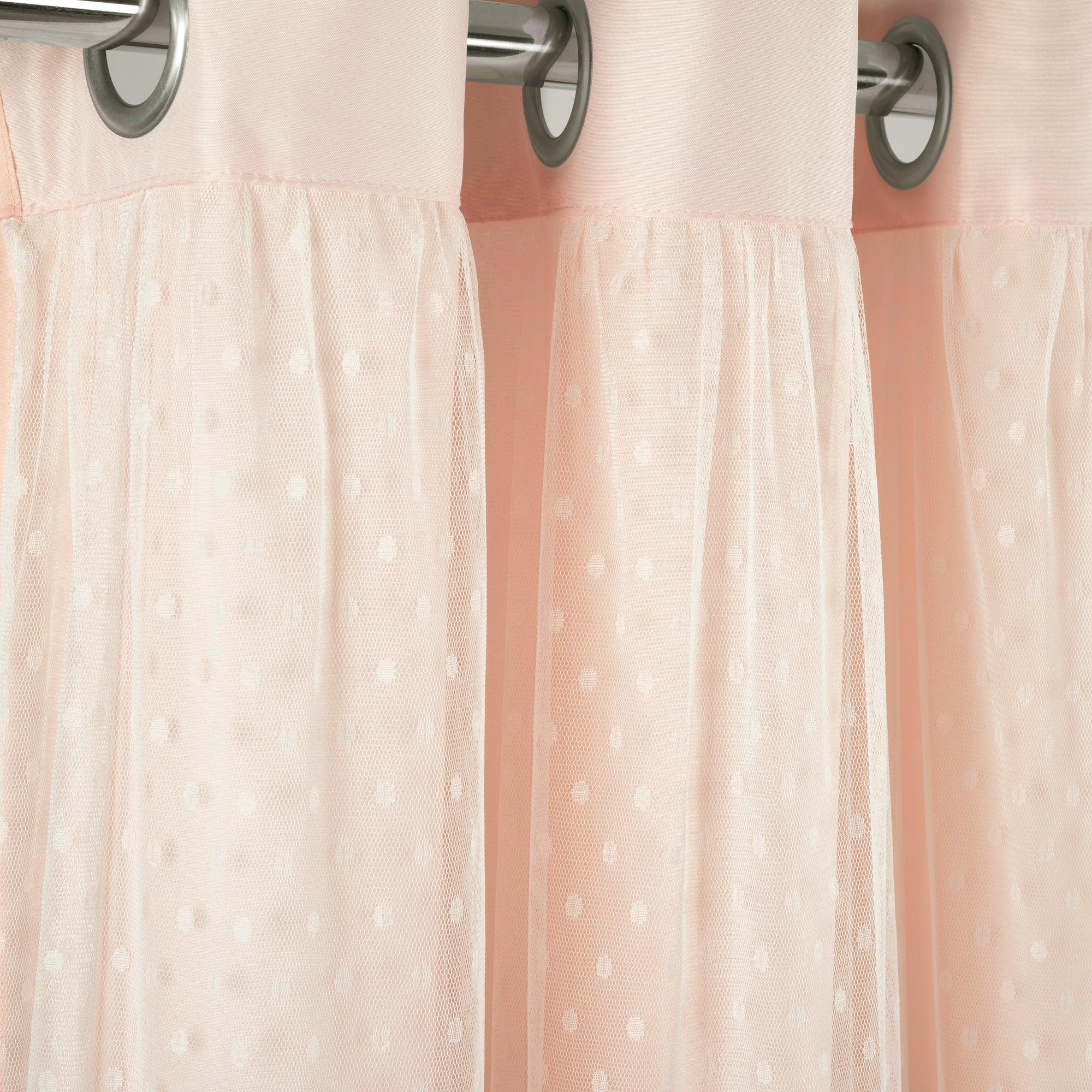 Cottage Polka Dot Sheer Window Curtain Panel Set